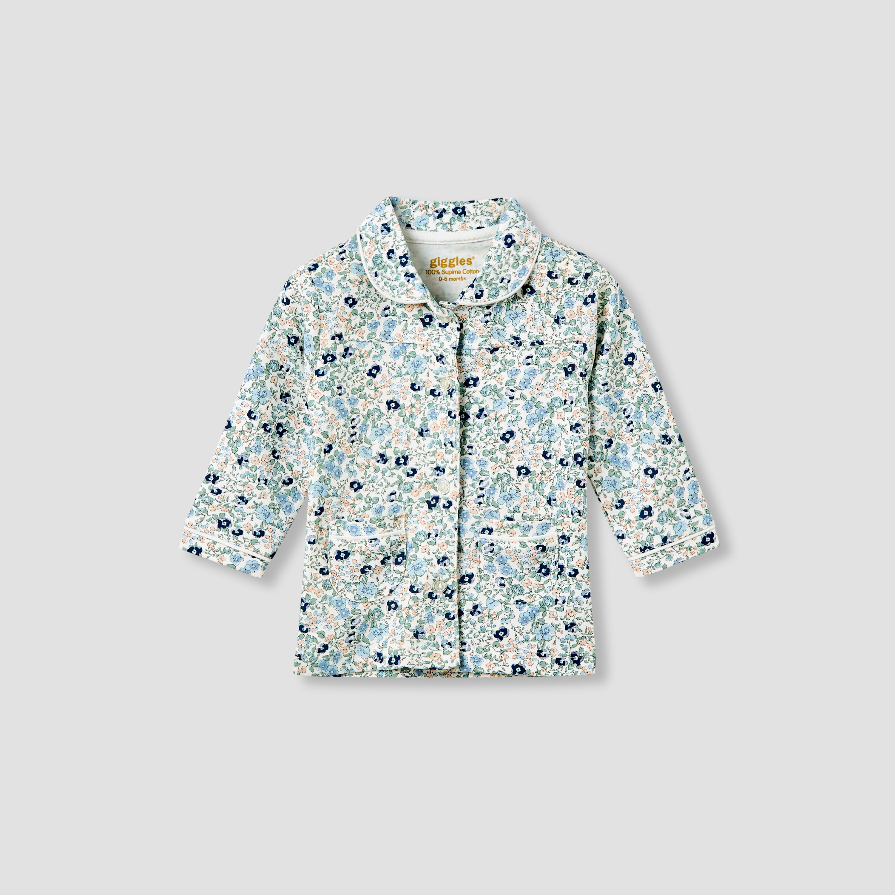 Giggles Pyjama Set with Floral Print - Cotton - Long Sleeves - Collar-baby-girls-clothing-nightwear-pyjamasets-image-2