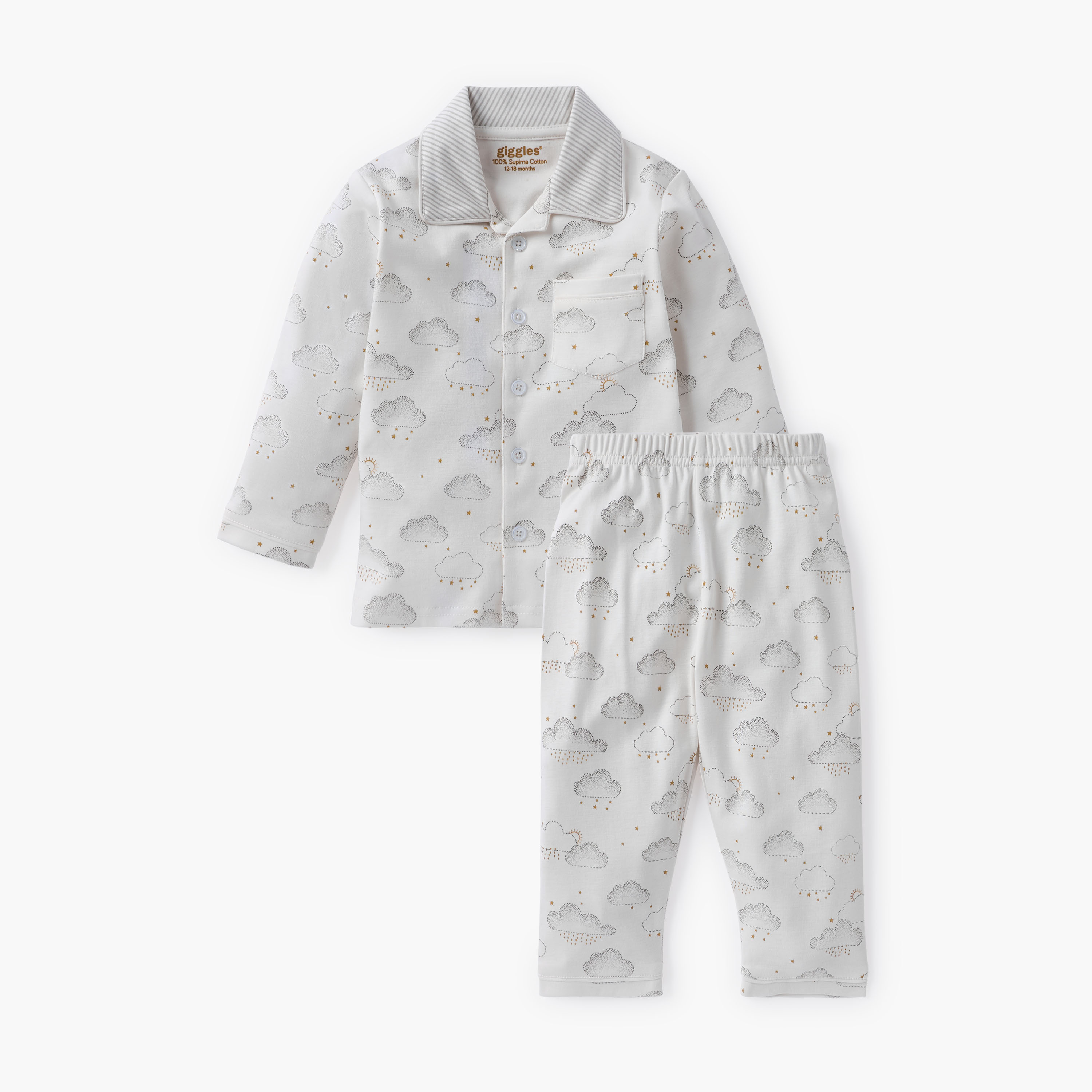 Giggles Cloud Print T-shirt and Pyjama Set-baby-boys-clothing-nightwear-pyjamasets-image-2