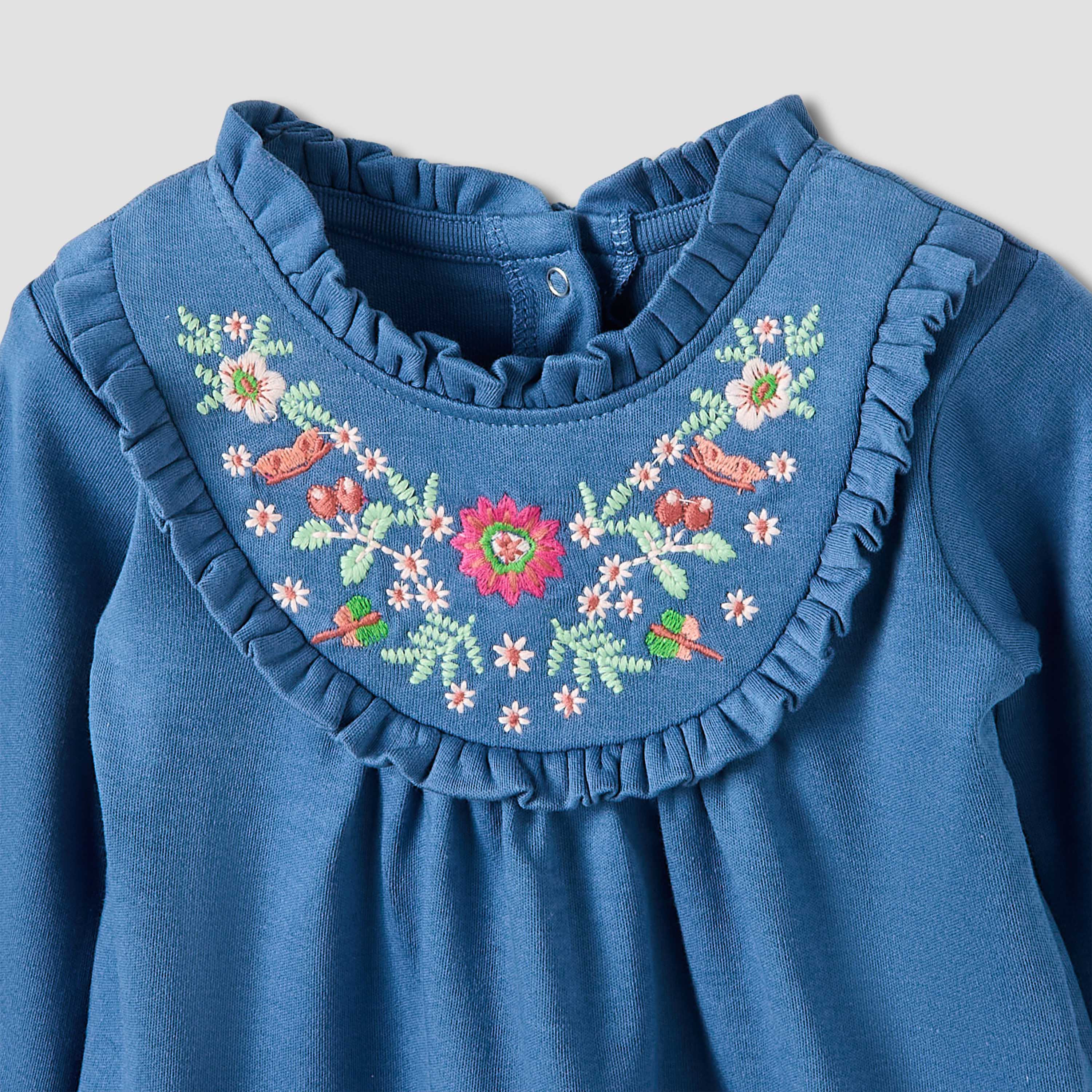 Juniors Pyjama Set with Floral Embroidery - Cotton - Long Sleeves-baby-girls-clothing-nightwear-pyjamasets-image-4