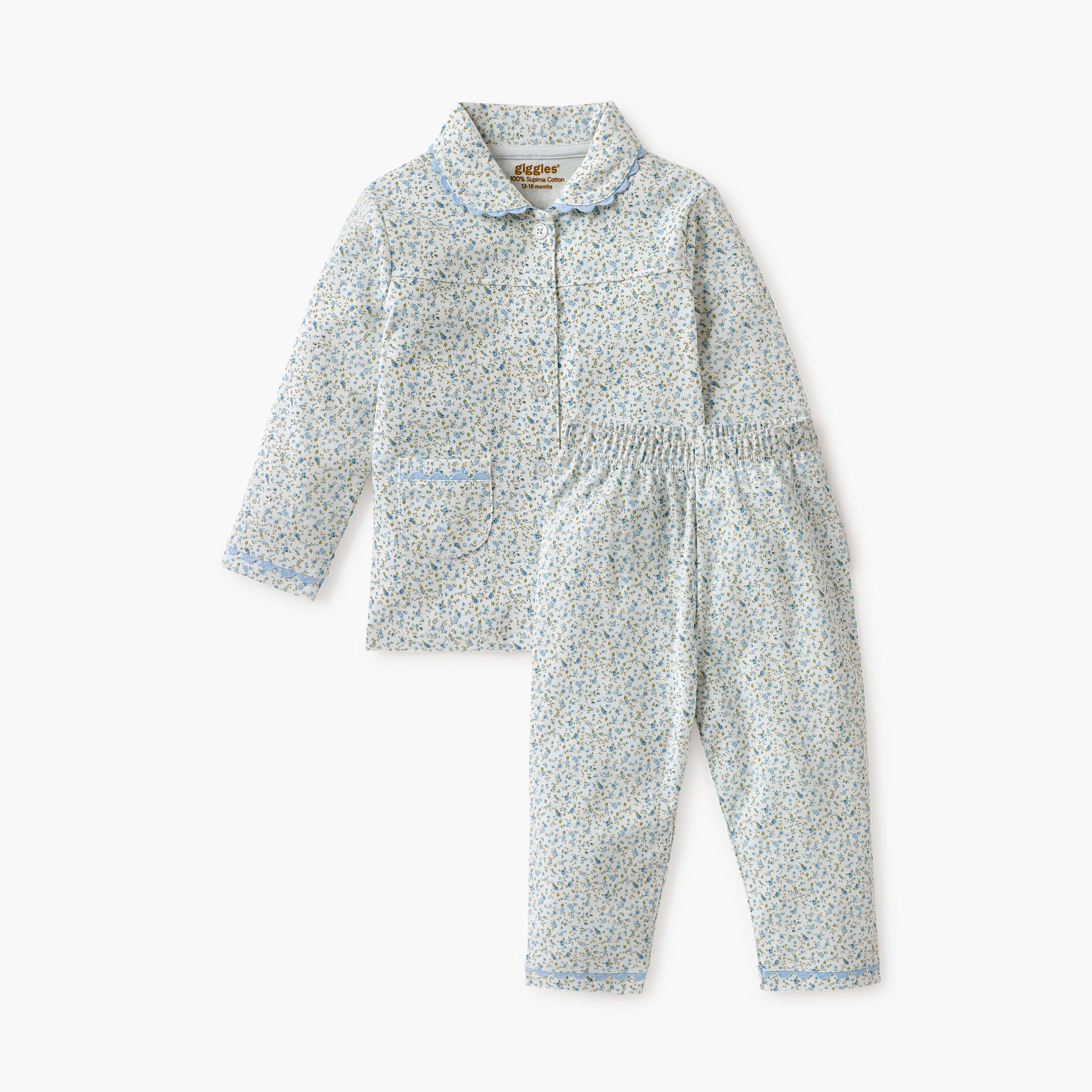 Giggles Floral Print Shirt and Pyjama Set-baby-girls-clothing-nightwear-pyjamasets-image-2