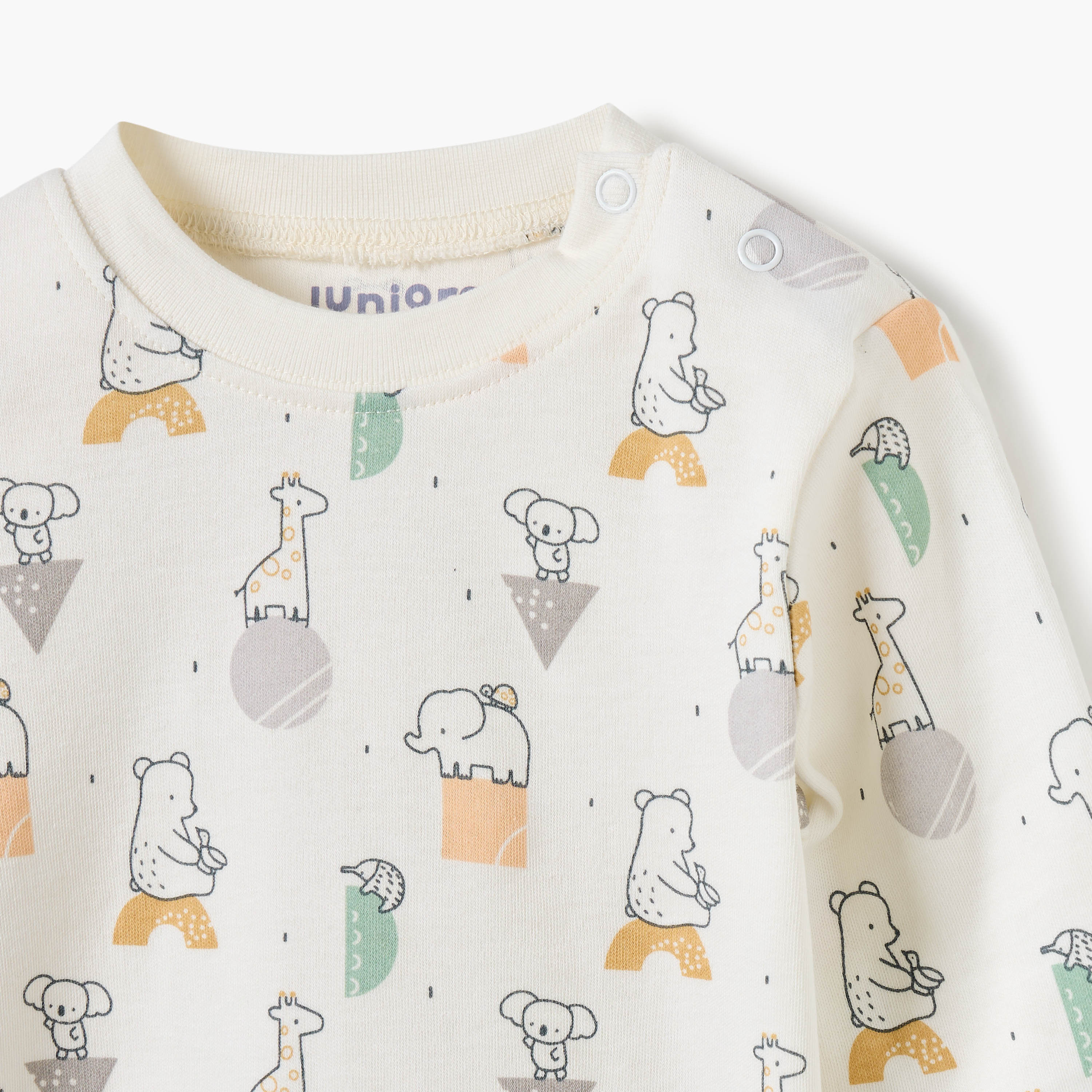 Juniors Animal Print Long Sleeve T-shirt and Pyjamas - Set of 4-baby-boys-clothing-nightwear-pyjamasets-image-10