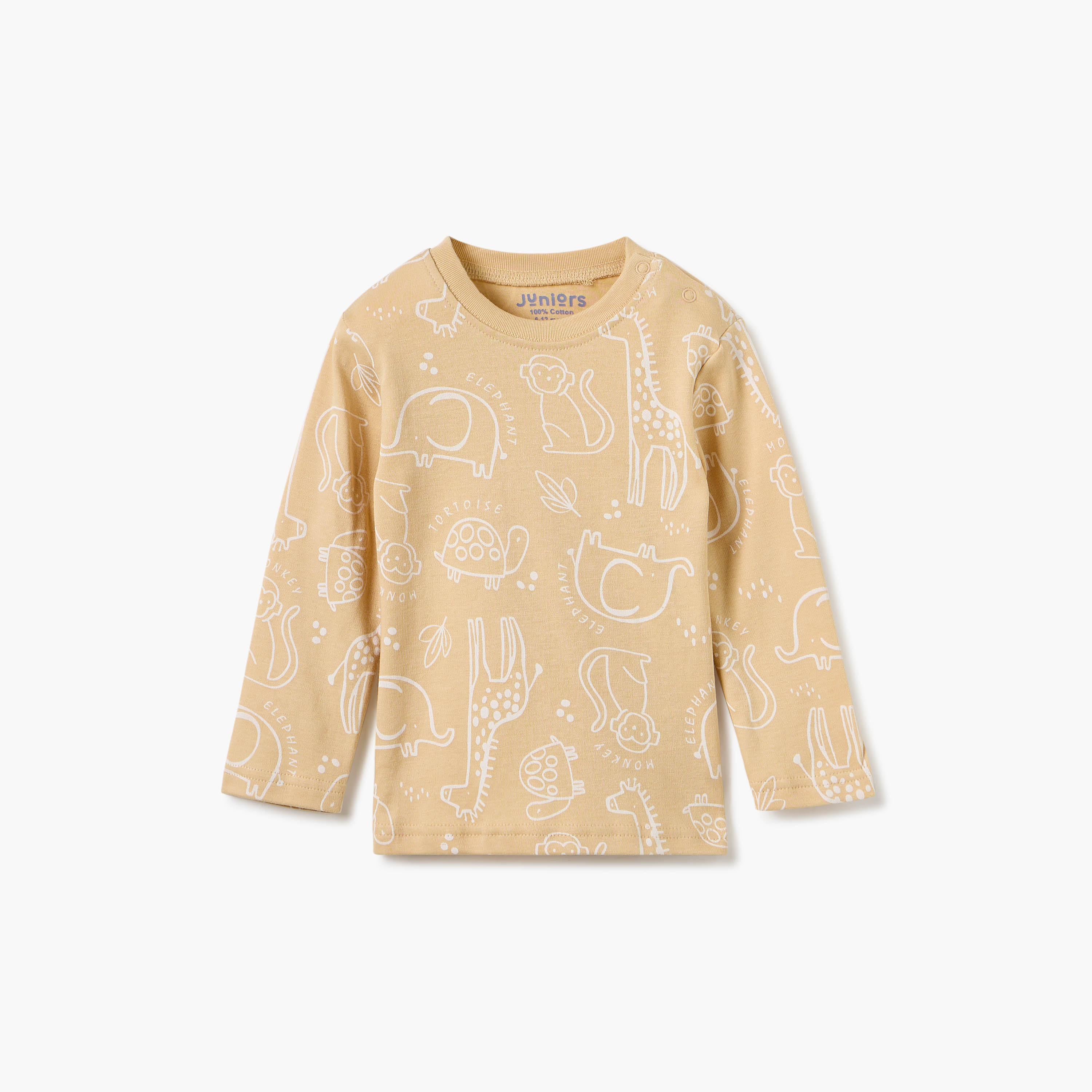 Juniors Animal Print Long Sleeve T-shirt and Pyjamas - Set of 4-baby-boys-clothing-nightwear-pyjamasets-image-6