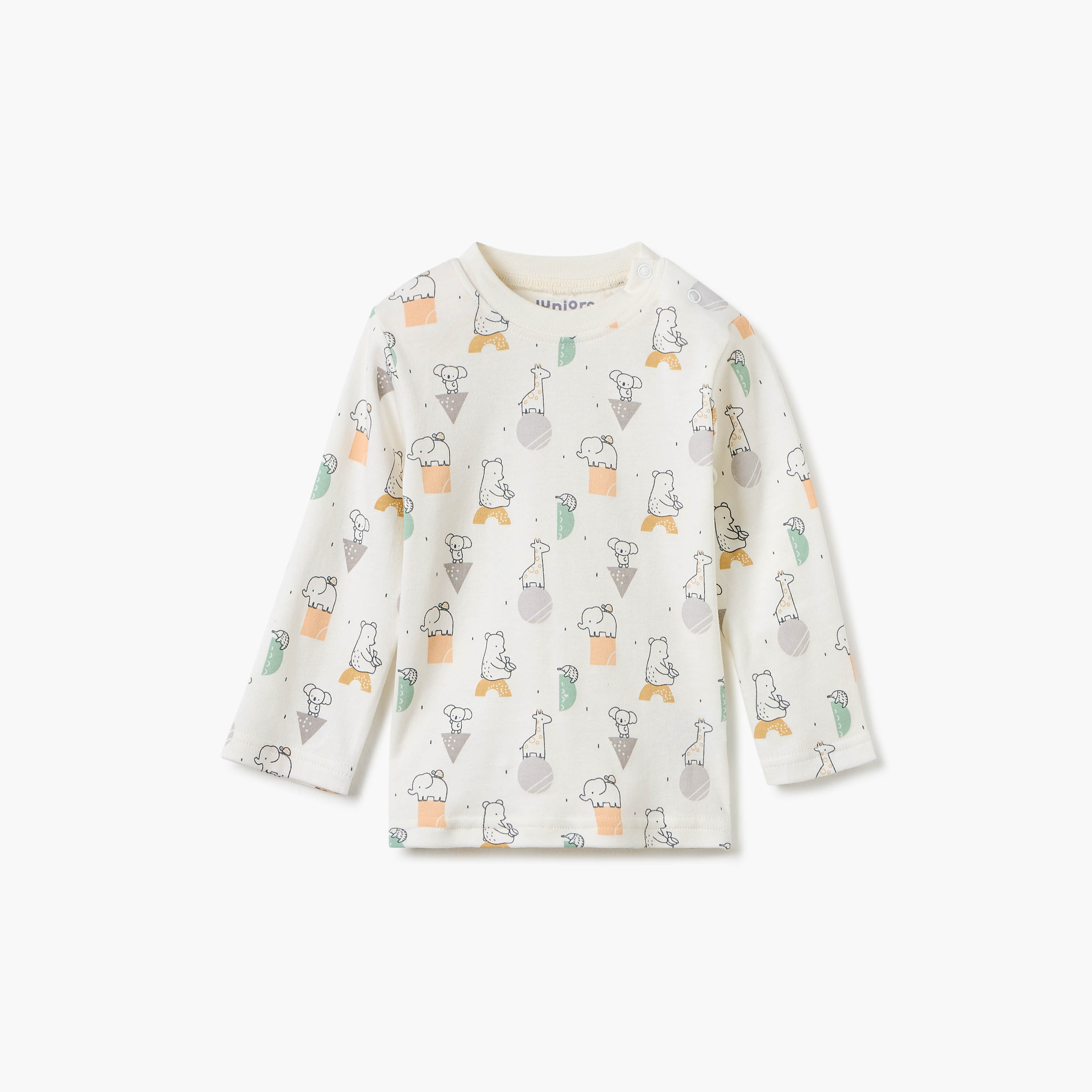 Juniors Animal Print Long Sleeve T-shirt and Pyjamas - Set of 4-baby-boys-clothing-nightwear-pyjamasets-image-8
