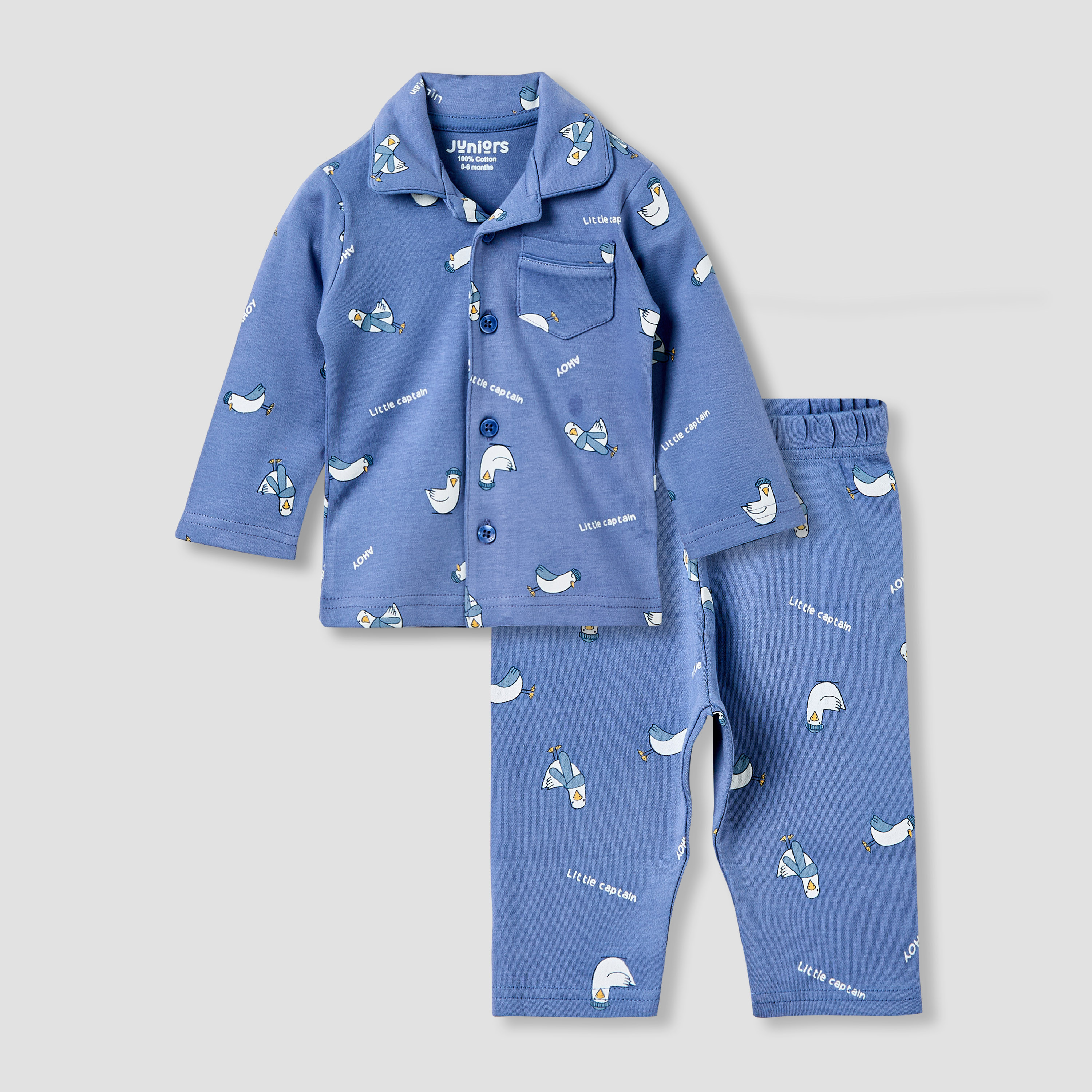 Juniors Pyjama Set with Bird Print - Cotton - Long Sleeves - Collar-baby-boys-clothing-nightwear-pyjamasets-image-1