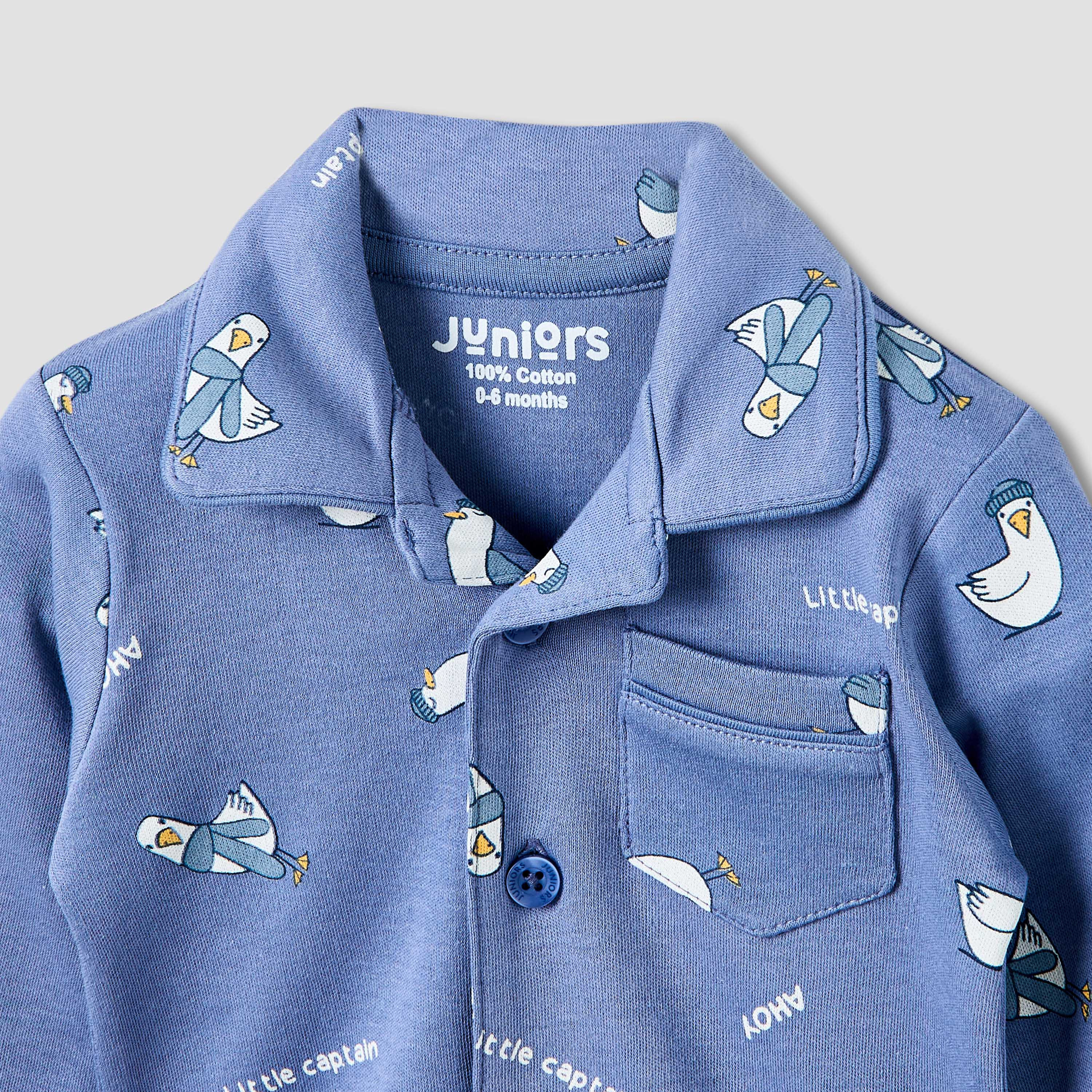 Juniors Pyjama Set with Bird Print - Cotton - Long Sleeves - Collar-baby-boys-clothing-nightwear-pyjamasets-image-4