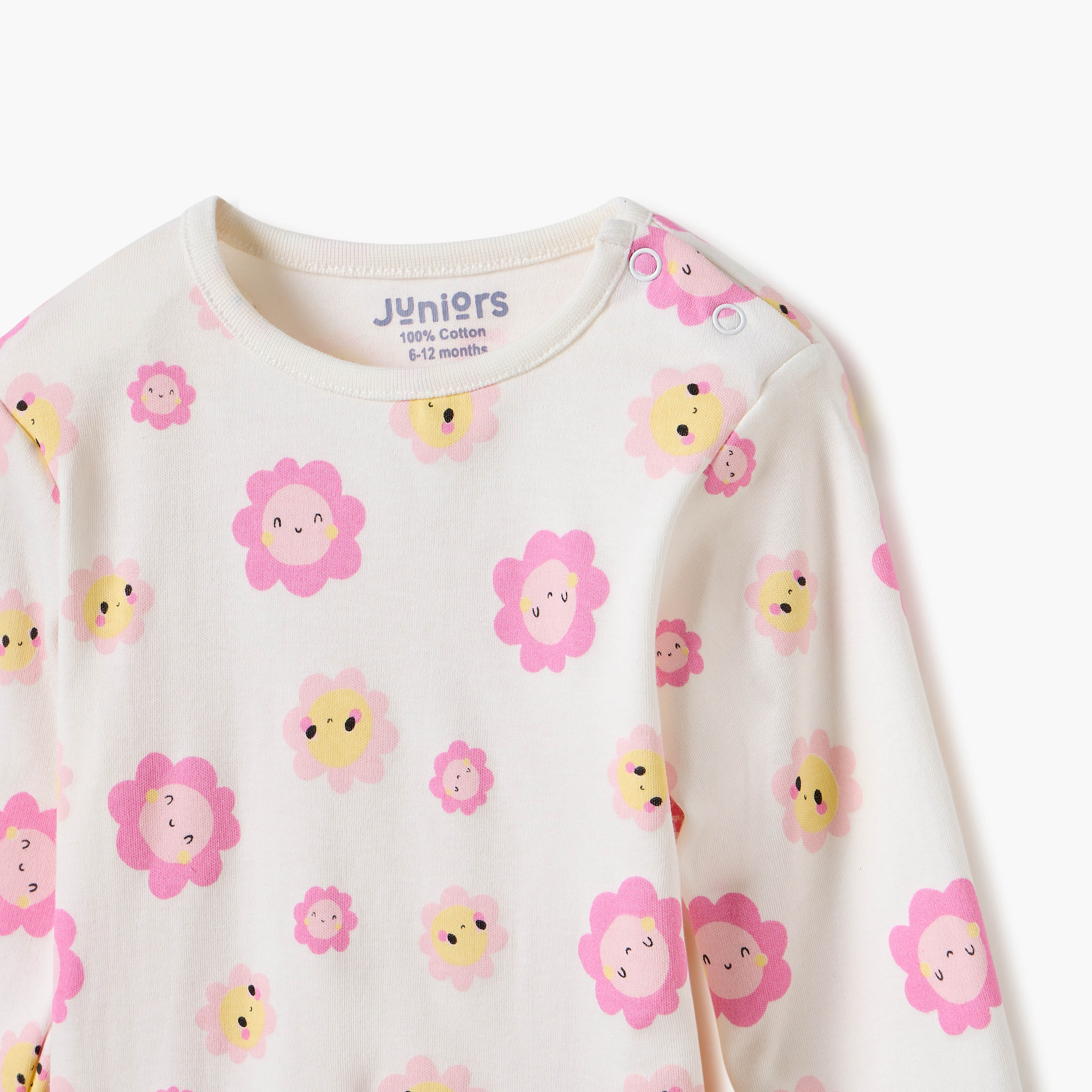 Juniors Floral Print Long Sleeve T-shirt and Pyjamas - Set of 4-baby-girls-clothing-nightwear-pyjamasets-image-10