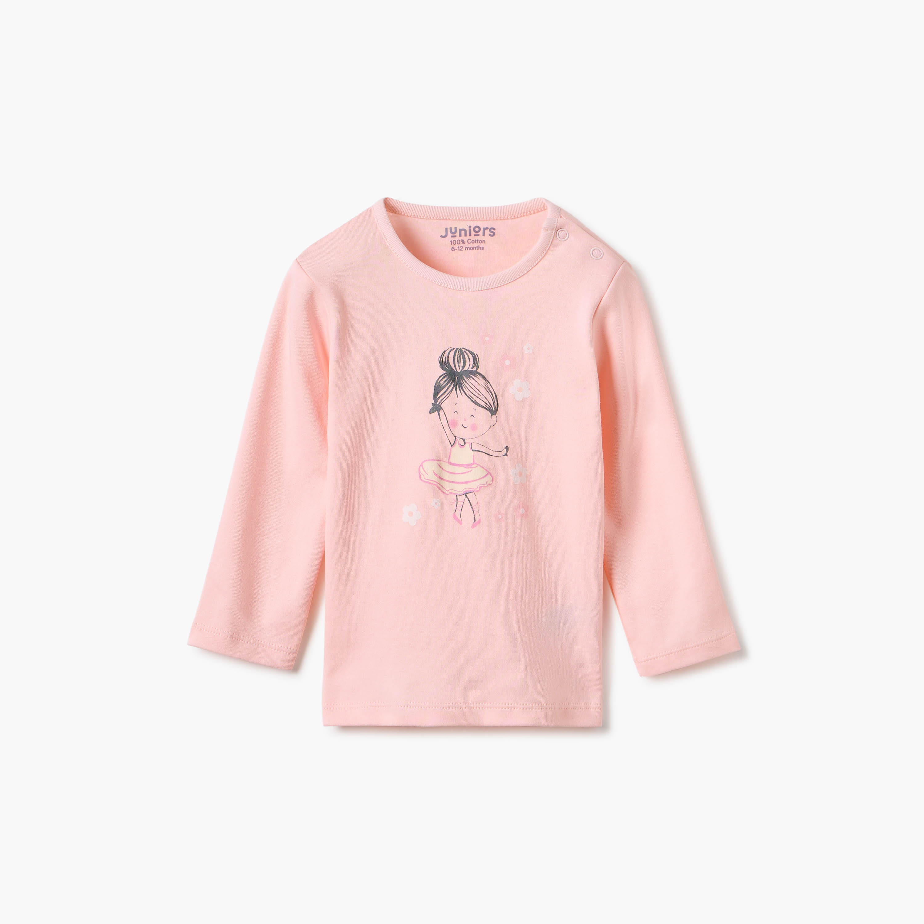 Juniors Floral Print Long Sleeve T-shirt and Pyjamas - Set of 4-baby-girls-clothing-nightwear-pyjamasets-image-8