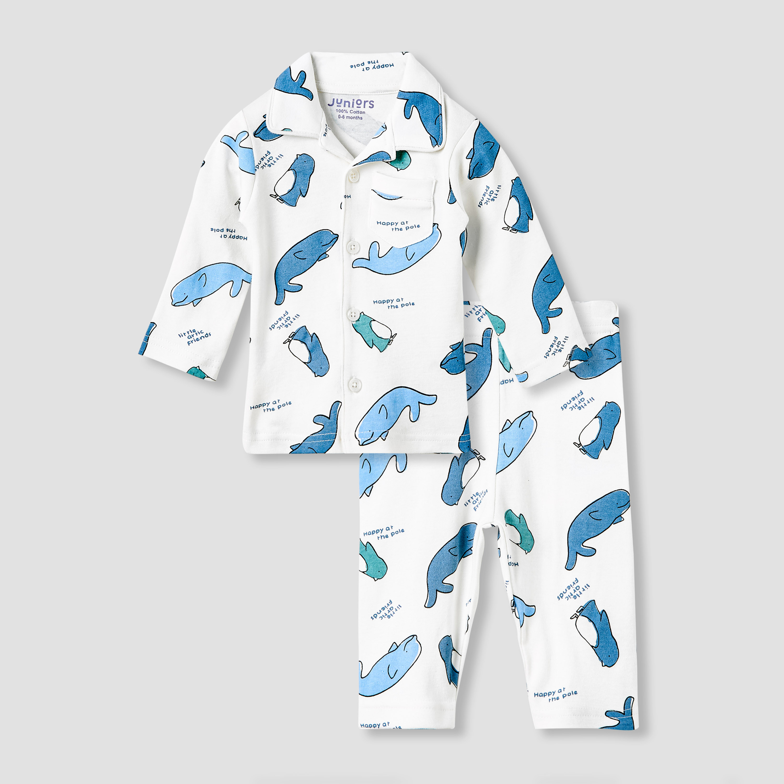 Juniors Pyjama Set with Whale Print - Cotton - Long Sleeves - Collar-baby-boys-clothing-nightwear-pyjamasets-image-1