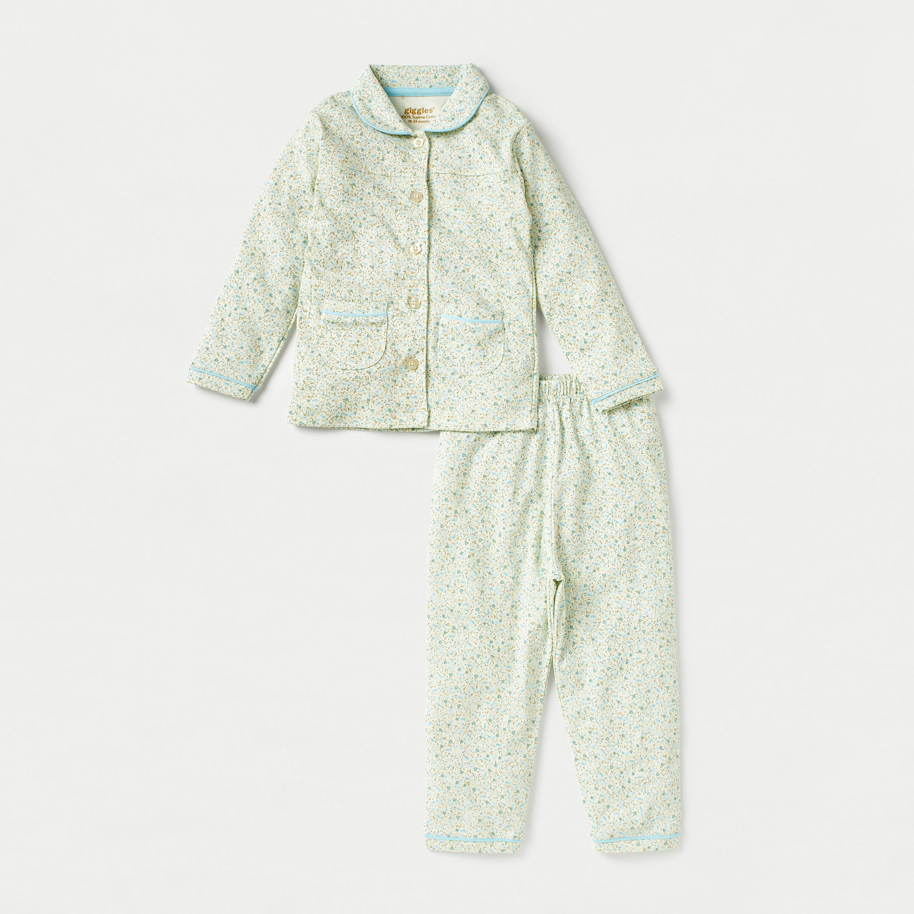 Giggles All-Over Floral Print Shirt and Pyjama Set-baby-girls-clothing-nightwear-pyjamasets-image-1