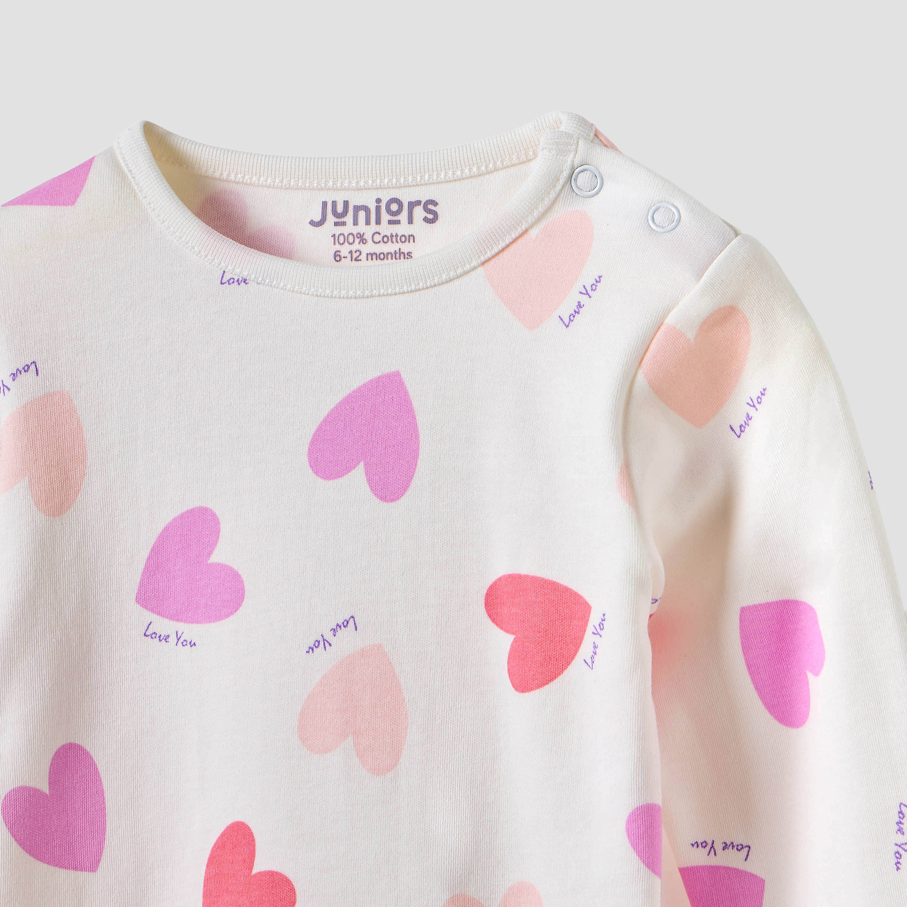 Juniors Heart Print Long Sleeve T-shirt and Pyjamas - Set of 4-baby-girls-clothing-nightwear-pyjamasets-image-10