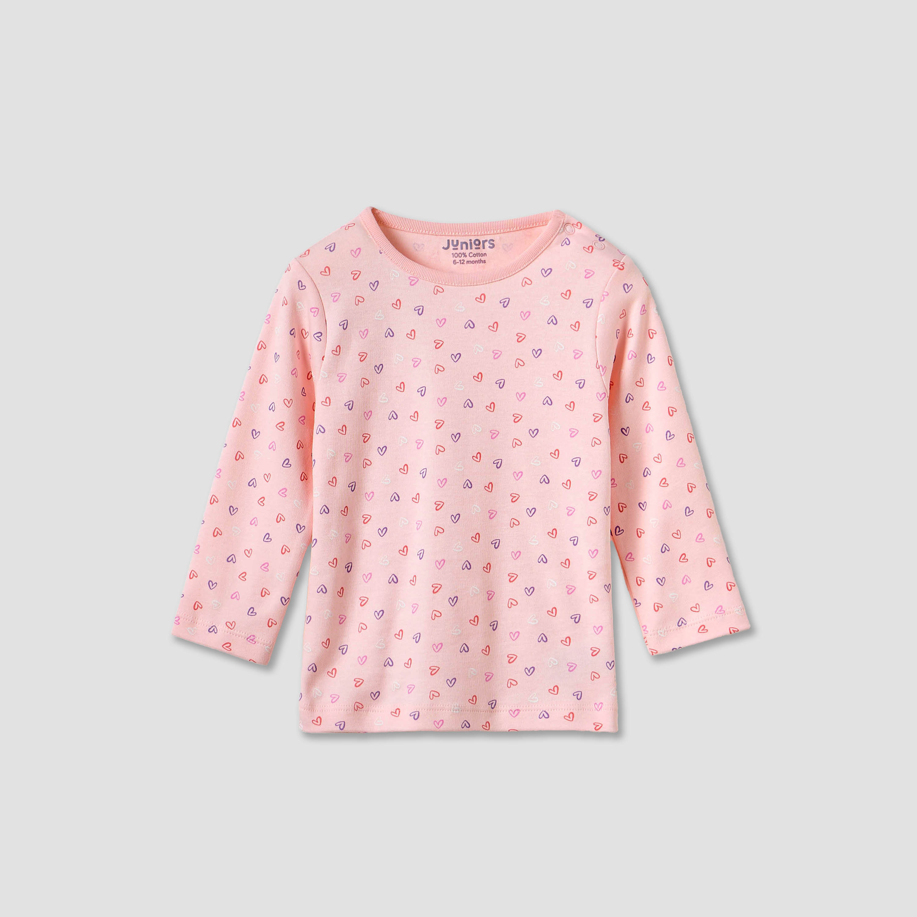 Juniors Heart Print Long Sleeve T-shirt and Pyjamas - Set of 4-baby-girls-clothing-nightwear-pyjamasets-image-6