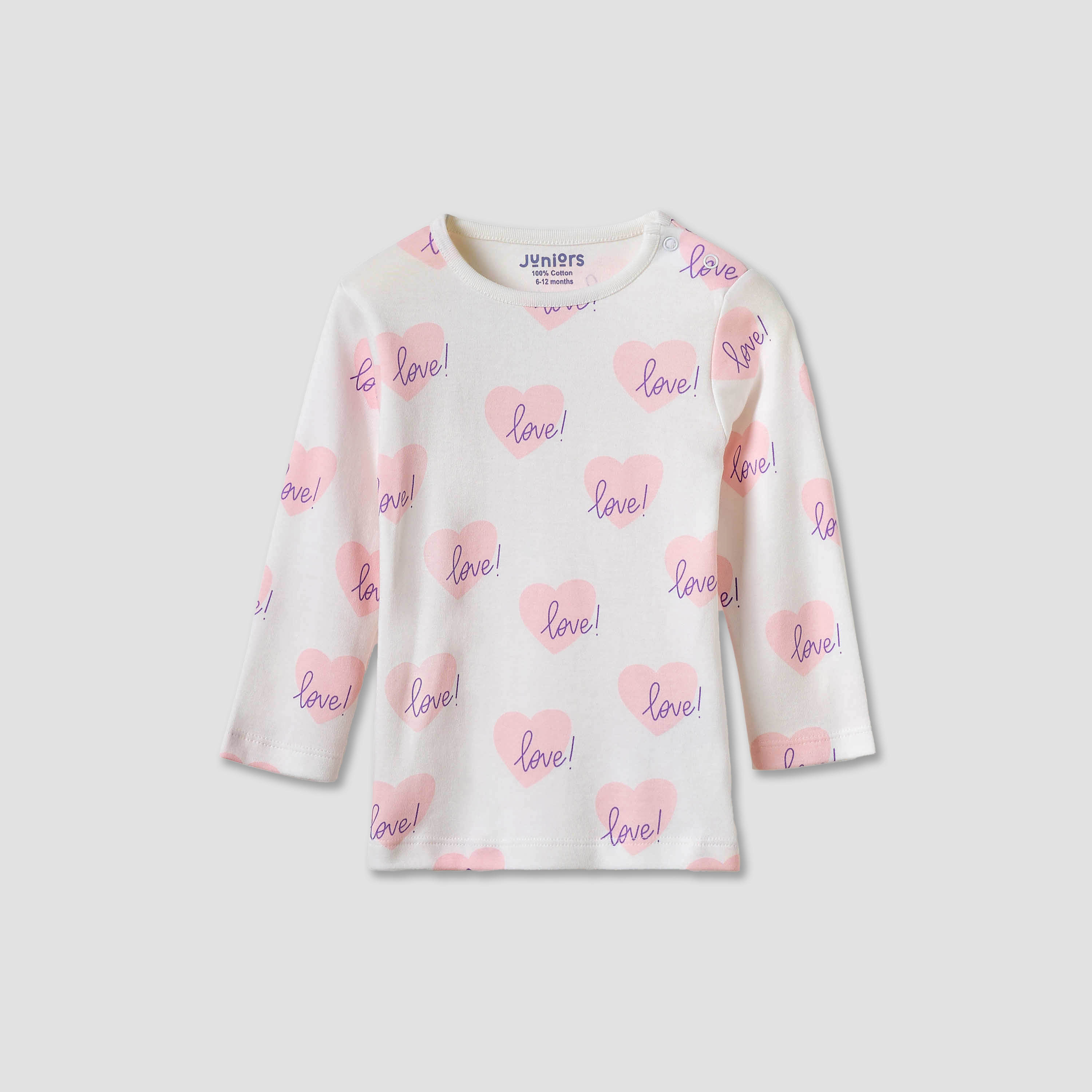 Juniors Heart Print Long Sleeve T-shirt and Pyjamas - Set of 4-baby-girls-clothing-nightwear-pyjamasets-image-8