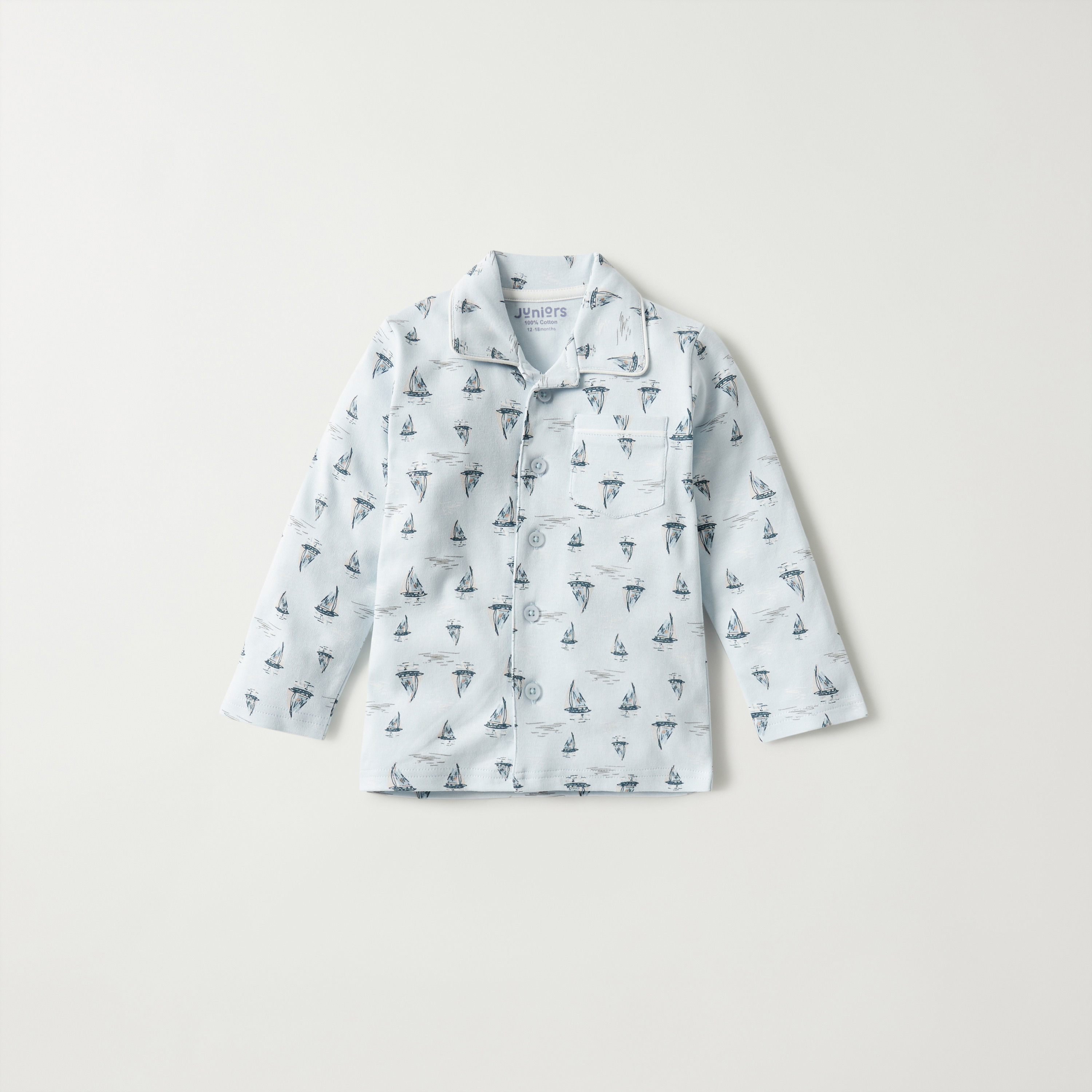 Juniors All-Over Sail Boat Print Shirt and Pyjama Set-baby-boys-clothing-nightwear-pyjamasets-image-3