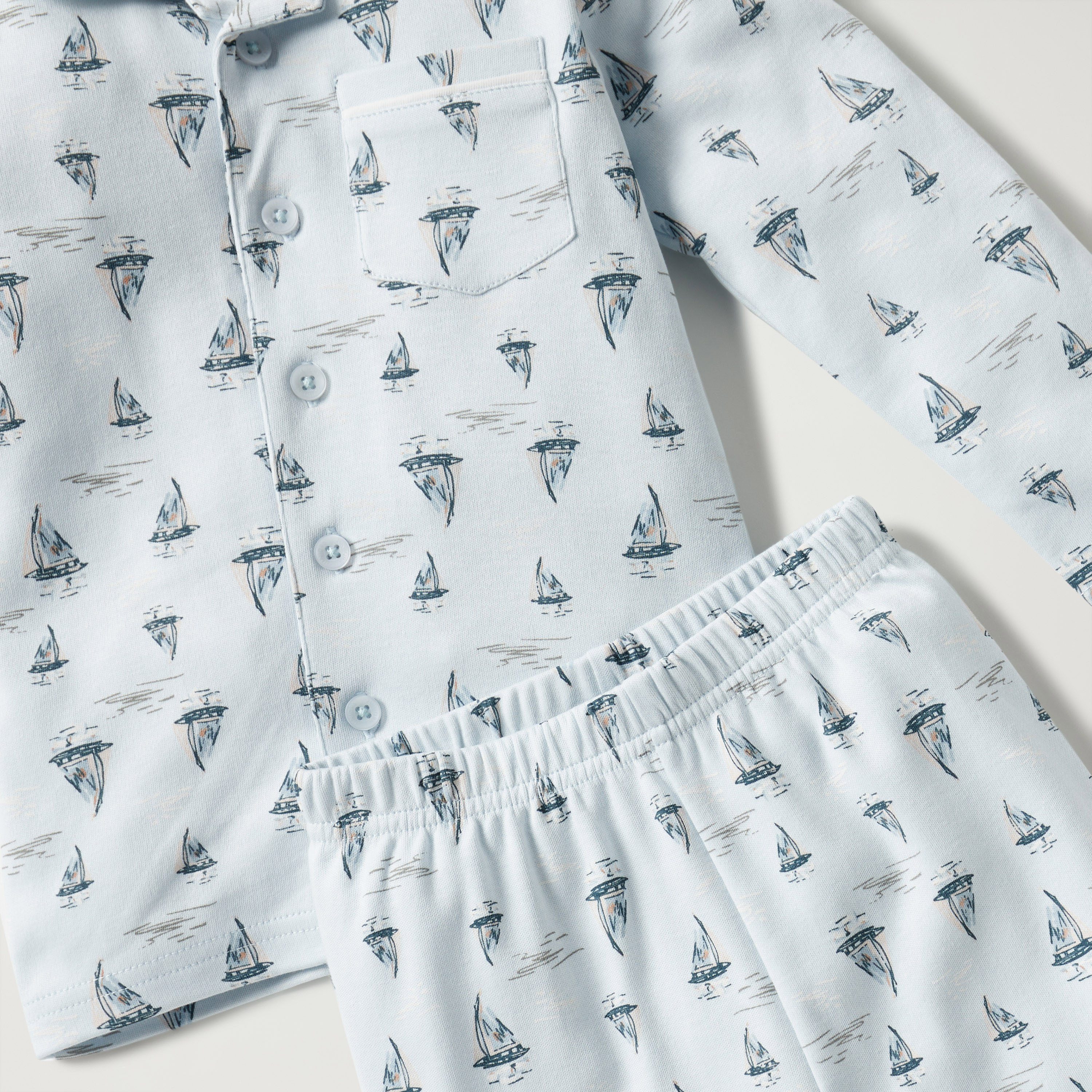 Juniors All-Over Sail Boat Print Shirt and Pyjama Set-baby-boys-clothing-nightwear-pyjamasets-image-5