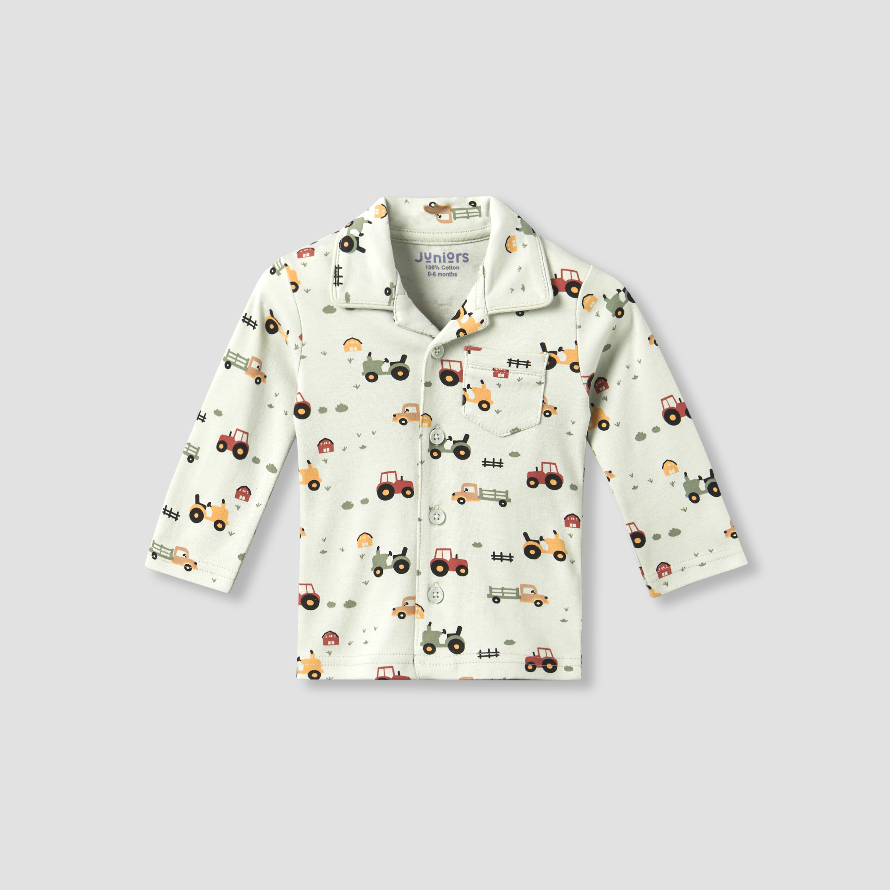 Juniors Cotton Collared Long Sleeves Pyjama Set with Farm Print-baby-boys-clothing-nightwear-pyjamasets-image-3