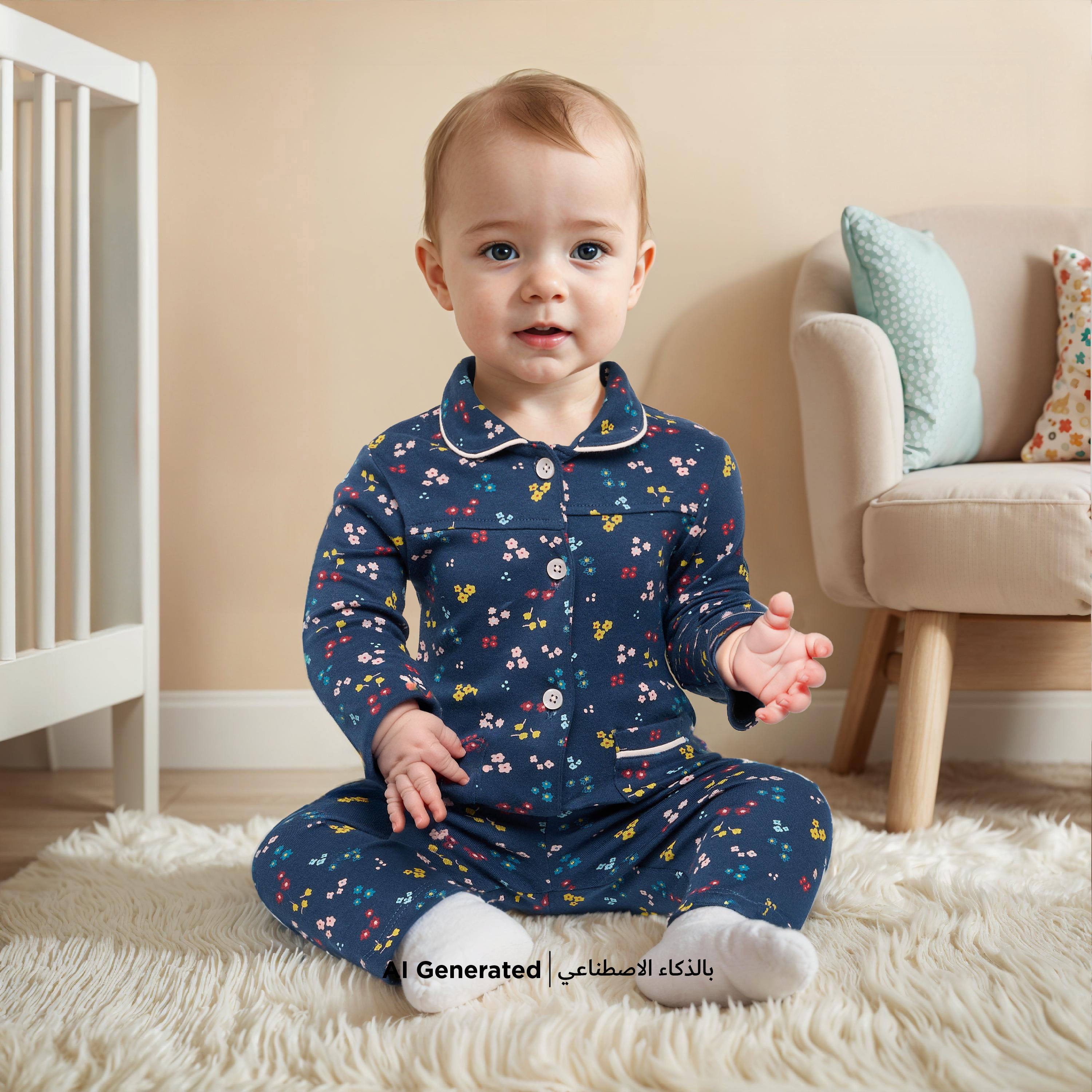 Juniors Floral Print Long Sleeves Shirt and Elasticated Pyjama Set-baby-girls-clothing-nightwear-pyjamasets-image-6