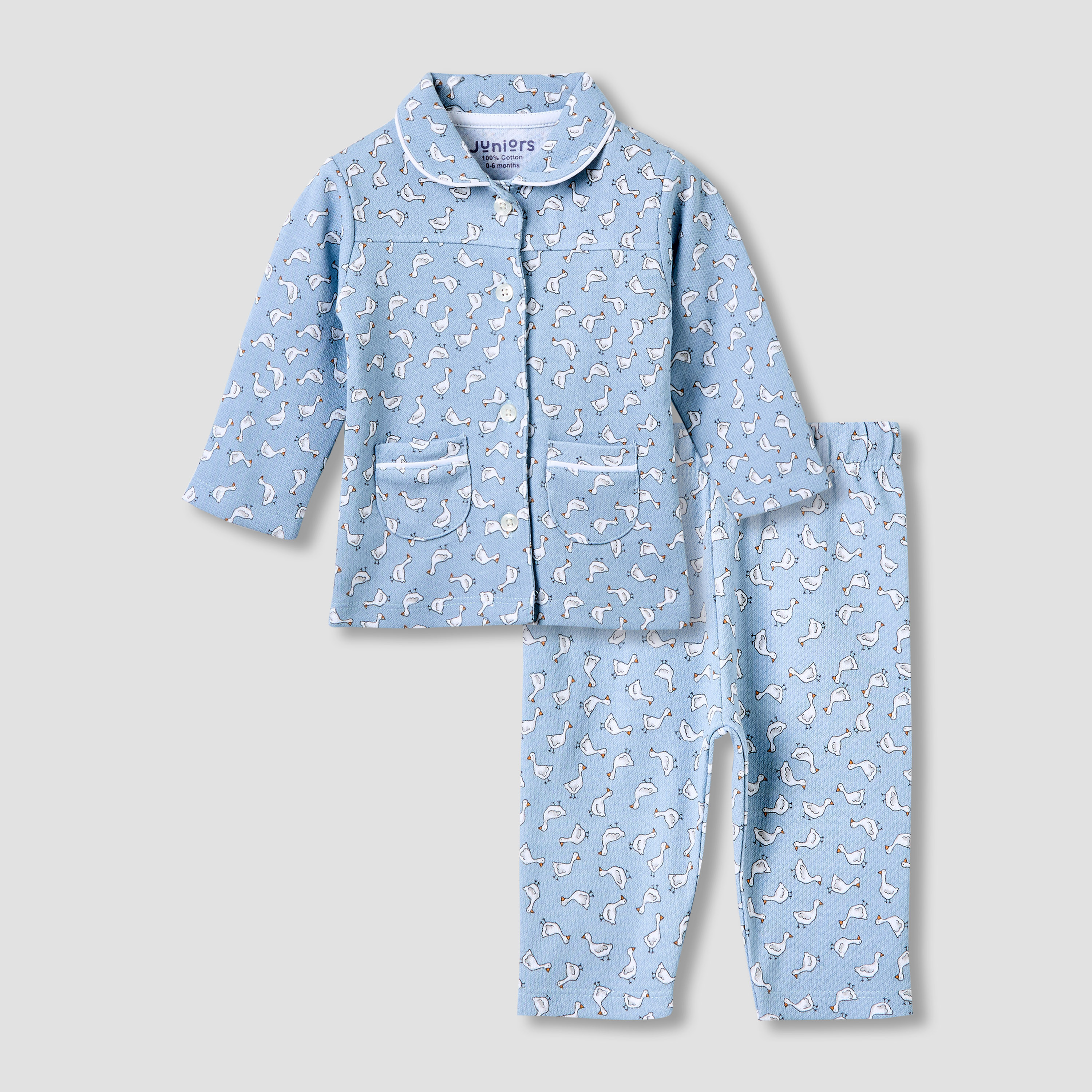 Juniors Pyjama Set with Duck Print - Cotton - Long Sleeves - Collar-baby-girls-clothing-nightwear-pyjamasets-image-1