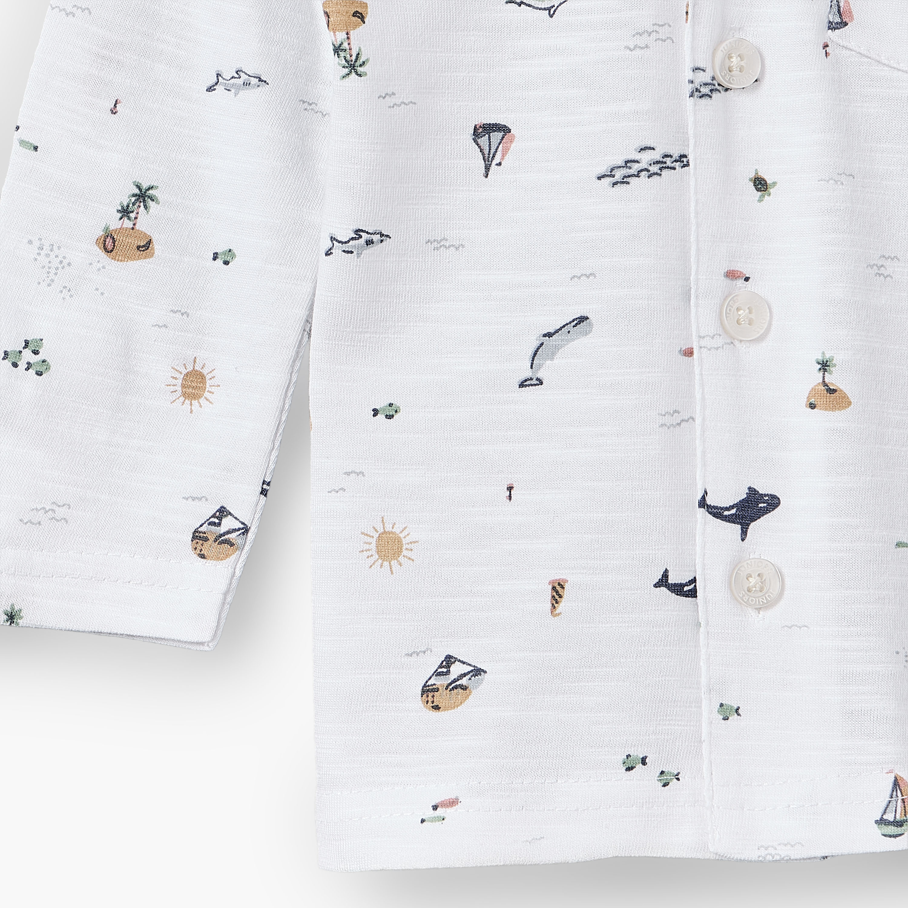 Juniors Cotton Collared Long Sleeves Pyjama Set with Beach Print-baby-boys-clothing-nightwear-pyjamasets-image-6