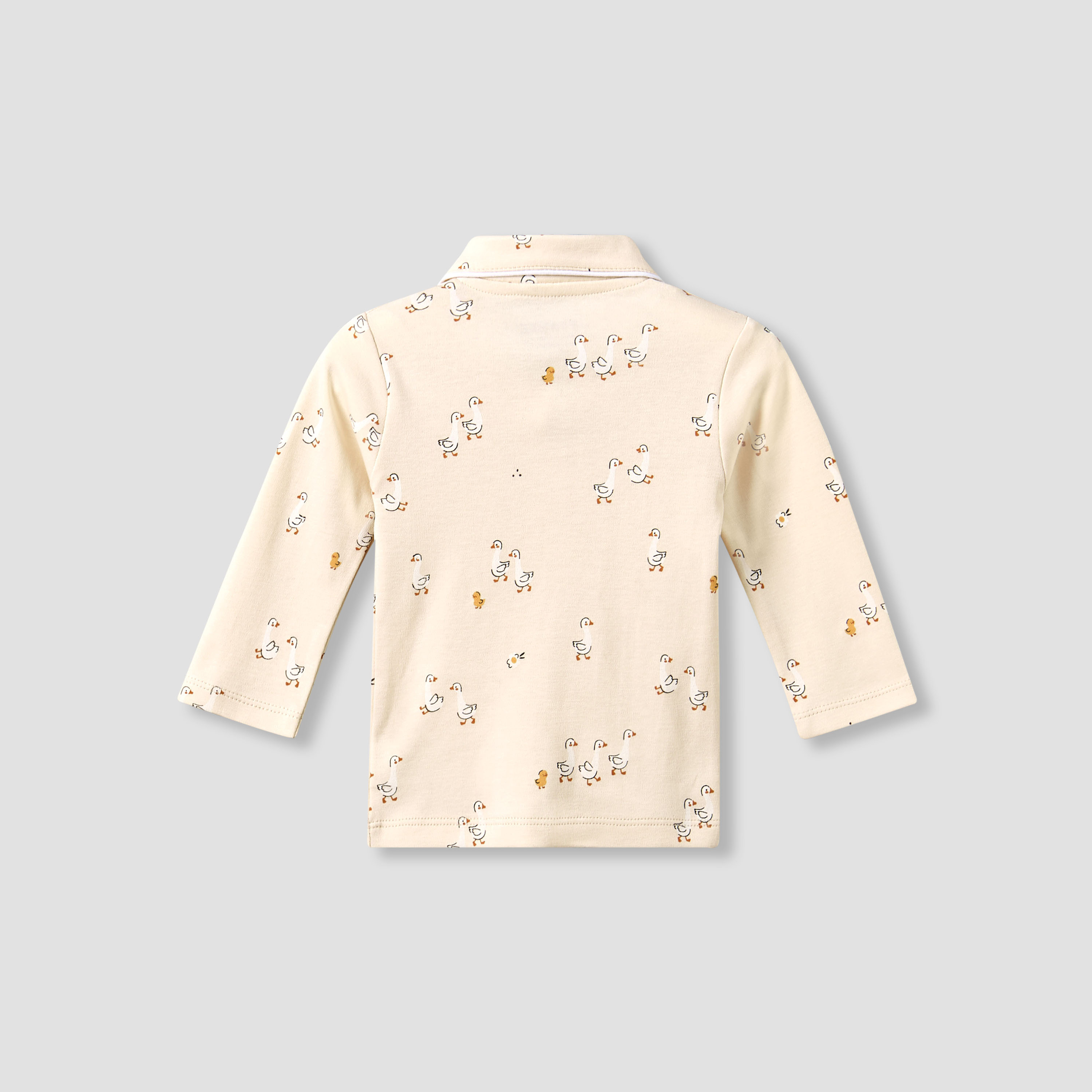 Juniors Cotton Collared Long Sleeves Pyjama Set with Duck Print-baby-girls-clothing-nightwear-pyjamasets-image-5