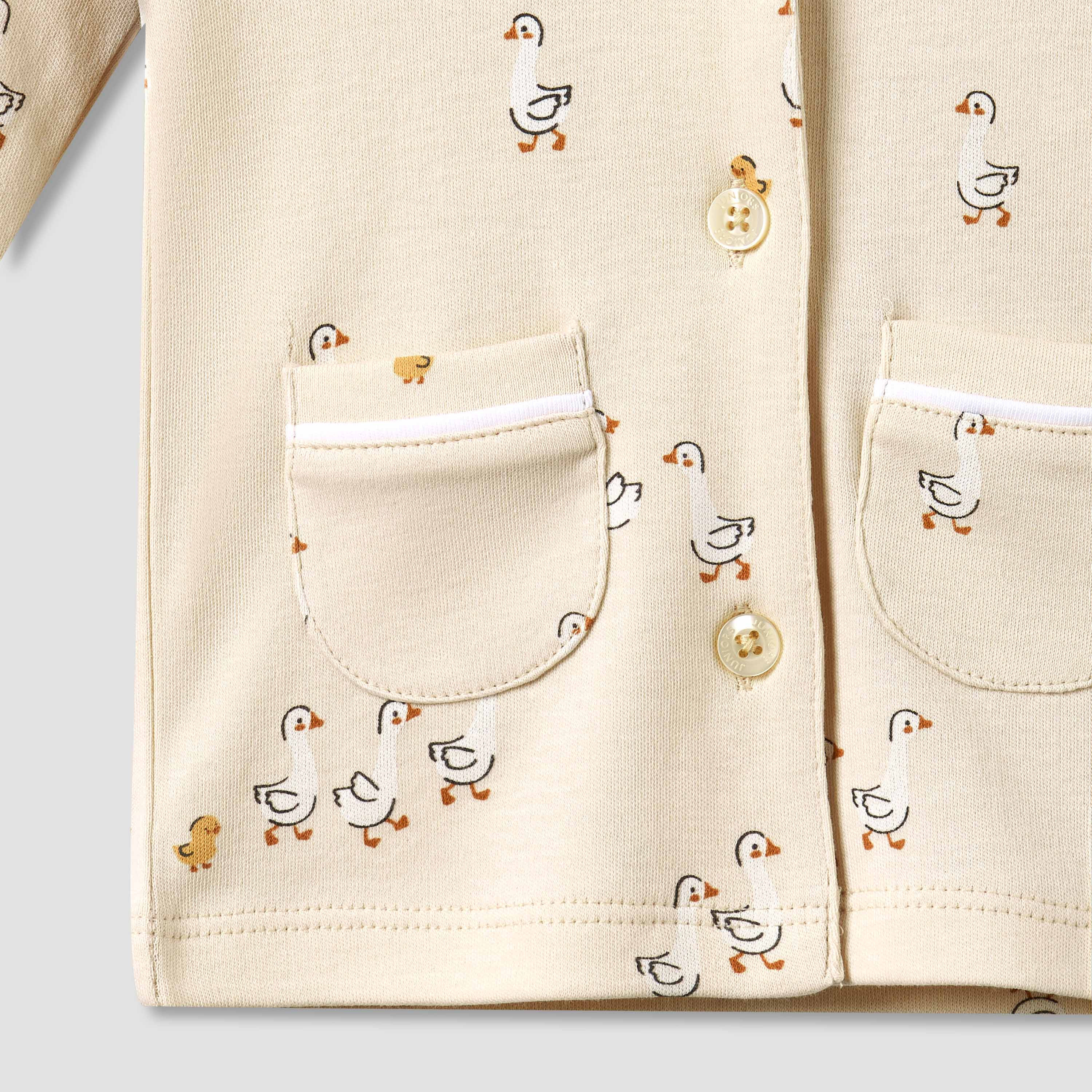 Juniors Cotton Collared Long Sleeves Pyjama Set with Duck Print-baby-girls-clothing-nightwear-pyjamasets-image-8