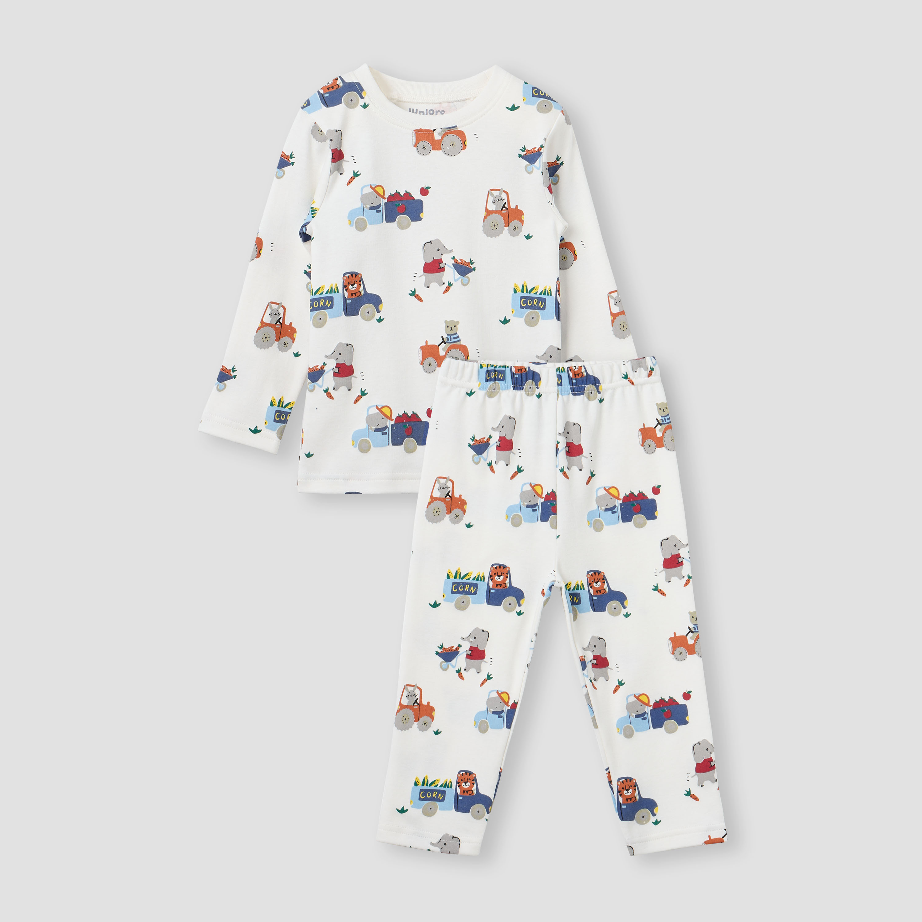 Juniors Cotton Round Neck Long Sleeves PyjamaSet with Print-baby-girls-clothing-nightwear-pyjamasets-image-1