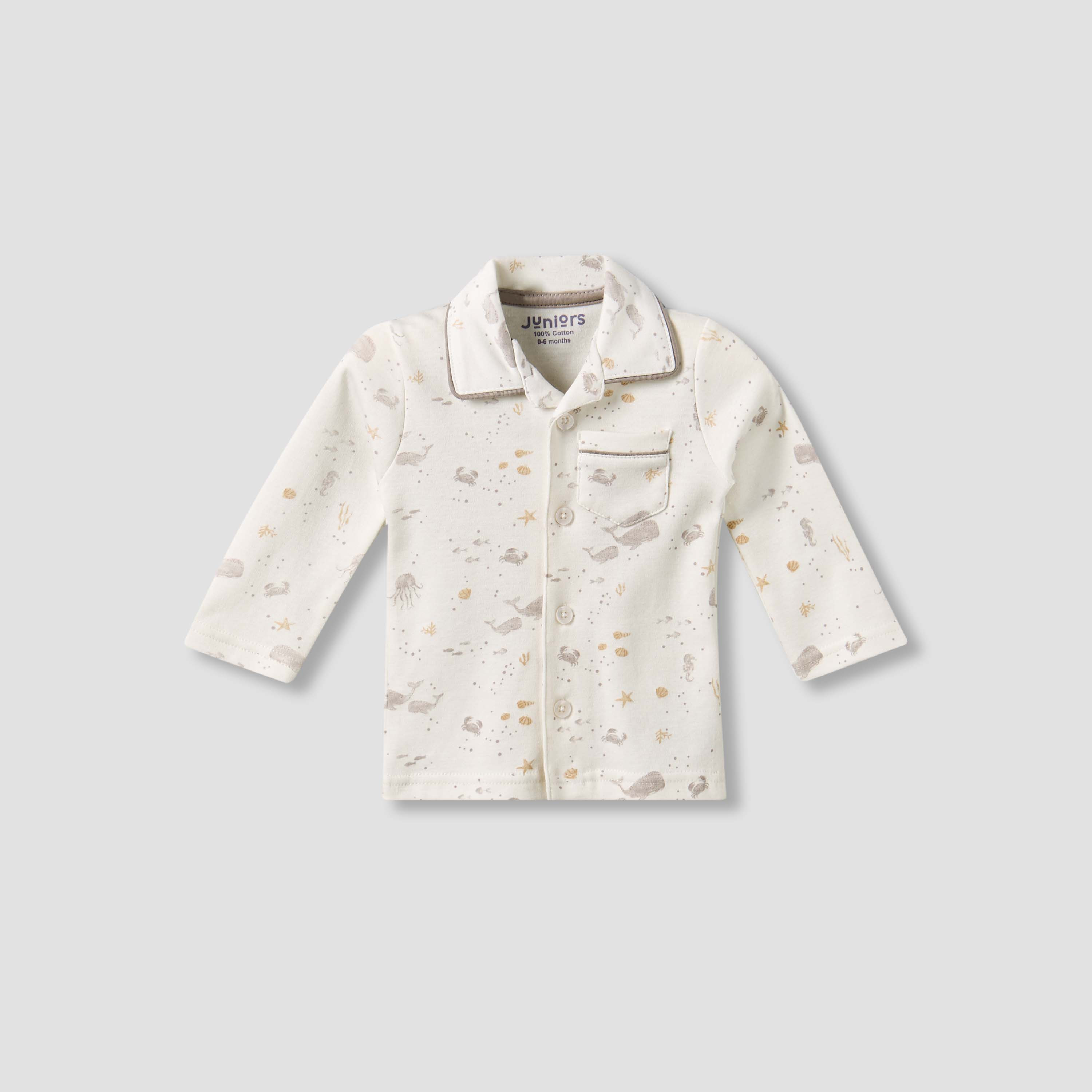 Juniors Cotton Collared Long Sleeves Pyjama Set with Underwater Print-baby-boys-clothing-nightwear-pyjamasets-image-3