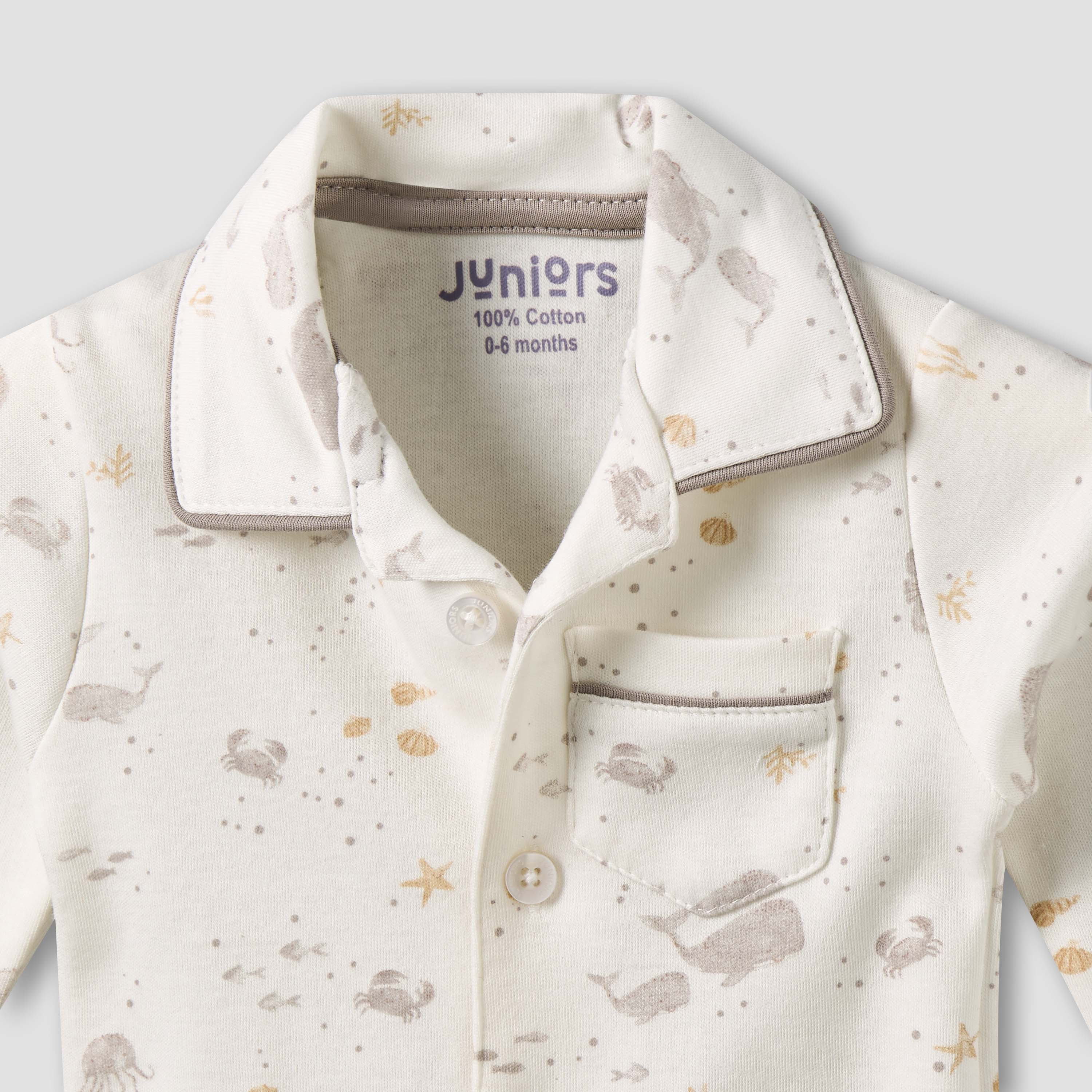 Juniors Cotton Collared Long Sleeves Pyjama Set with Underwater Print-baby-boys-clothing-nightwear-pyjamasets-image-7