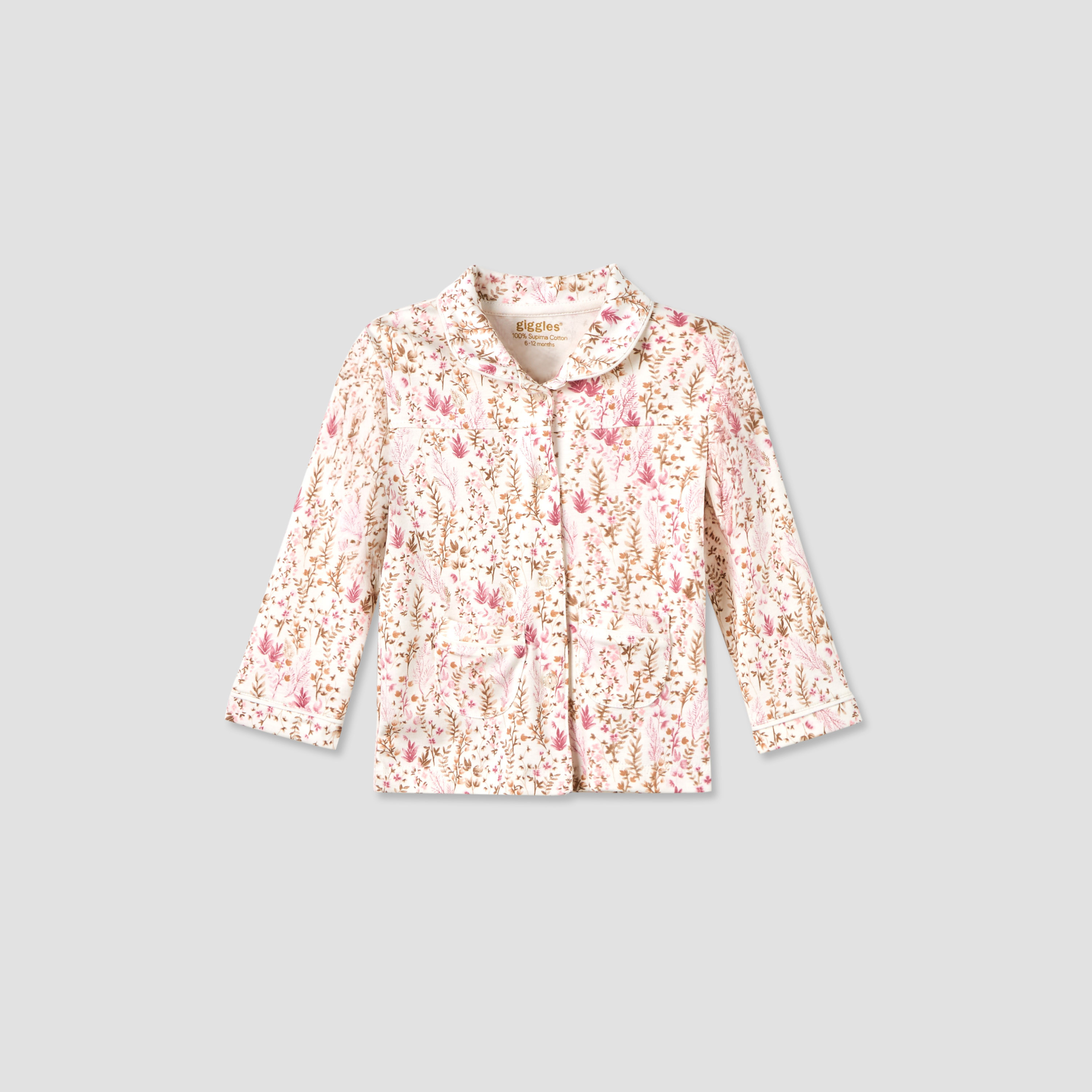Giggles Cotton Long Sleeves Pyjama Set with Floral Print-baby-girls-clothing-nightwear-pyjamasets-image-2