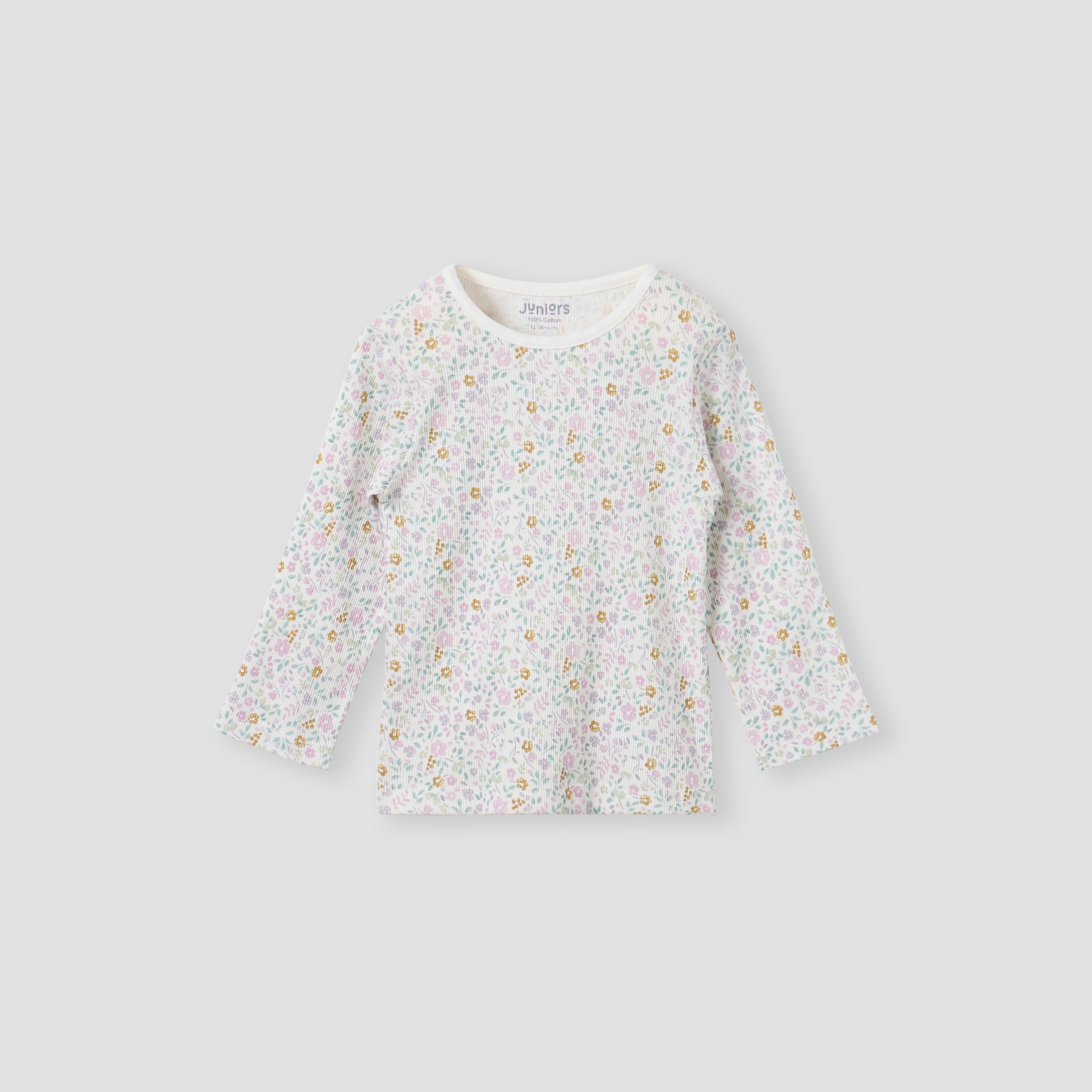 Juniors Embroidered T-shirt and Printed Pyjama Set-baby-girls-clothing-nightwear-pyjamasets-image-2
