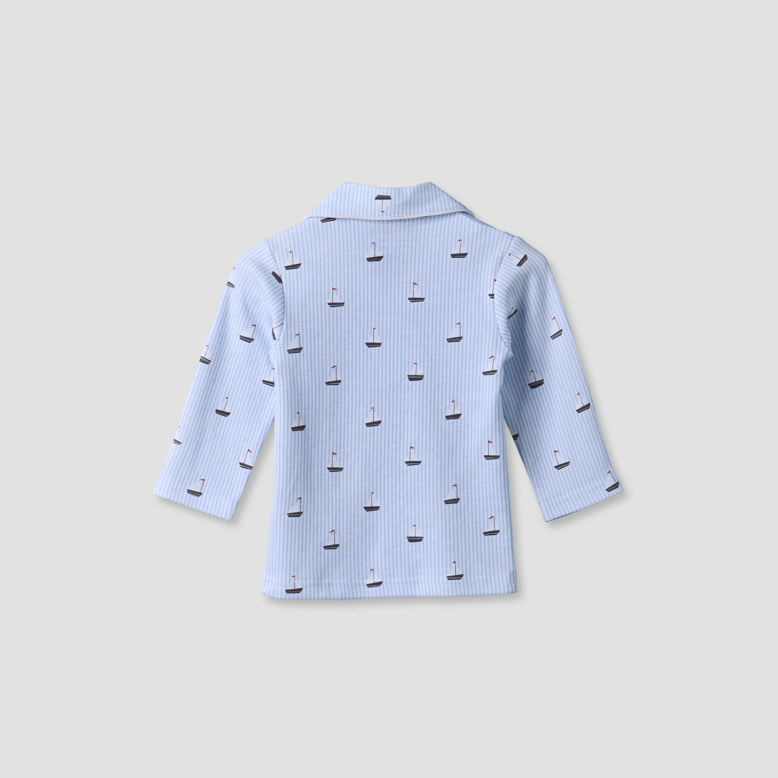 Juniors Cotton Collared Long Sleeves Pyjama Set with Nautical Print-baby-boys-clothing-nightwear-pyjamasets-image-5