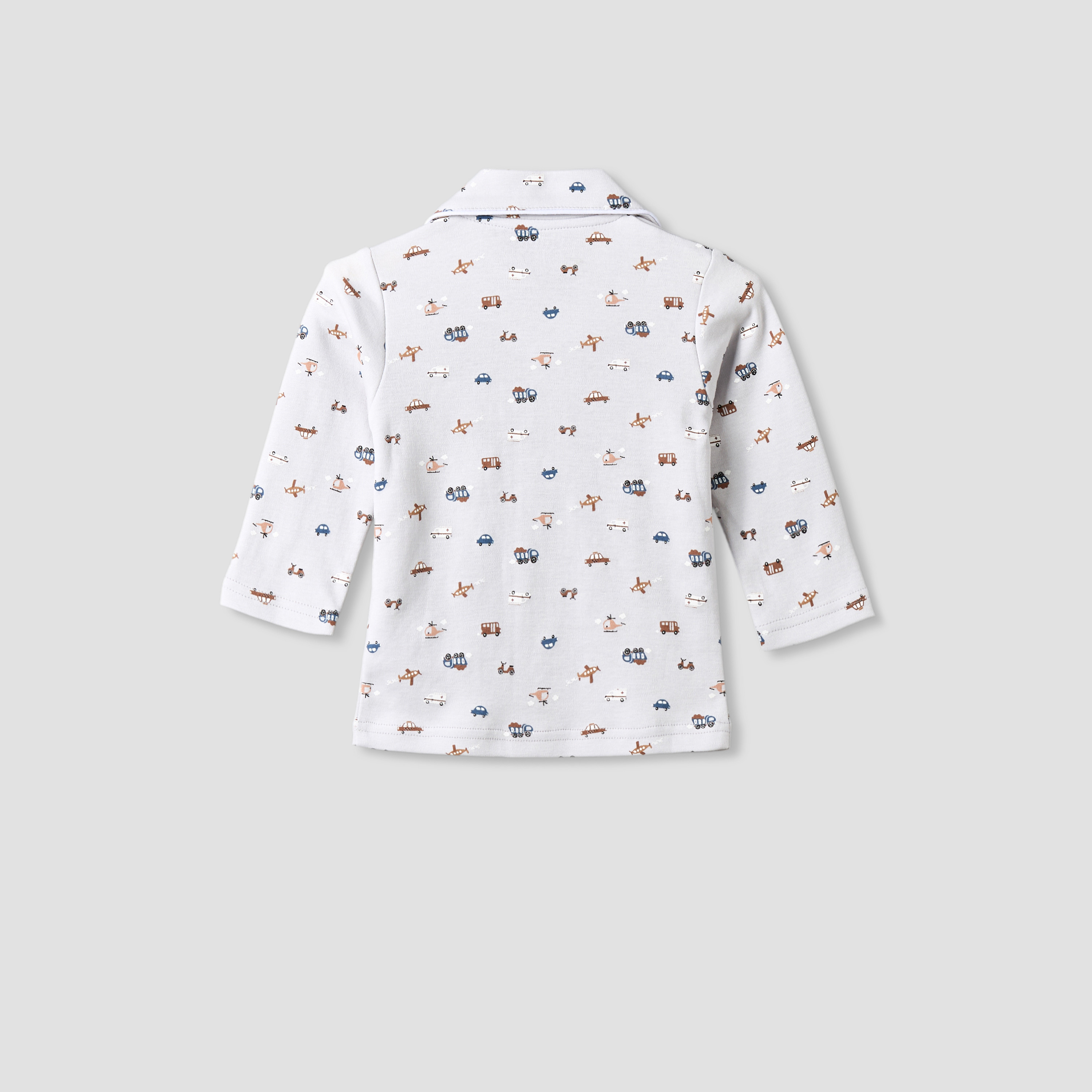 Juniors Cotton Collared Long Sleeve Pyjama Set with Vehicle Print-baby-boys-clothing-nightwear-pyjamasets-image-5