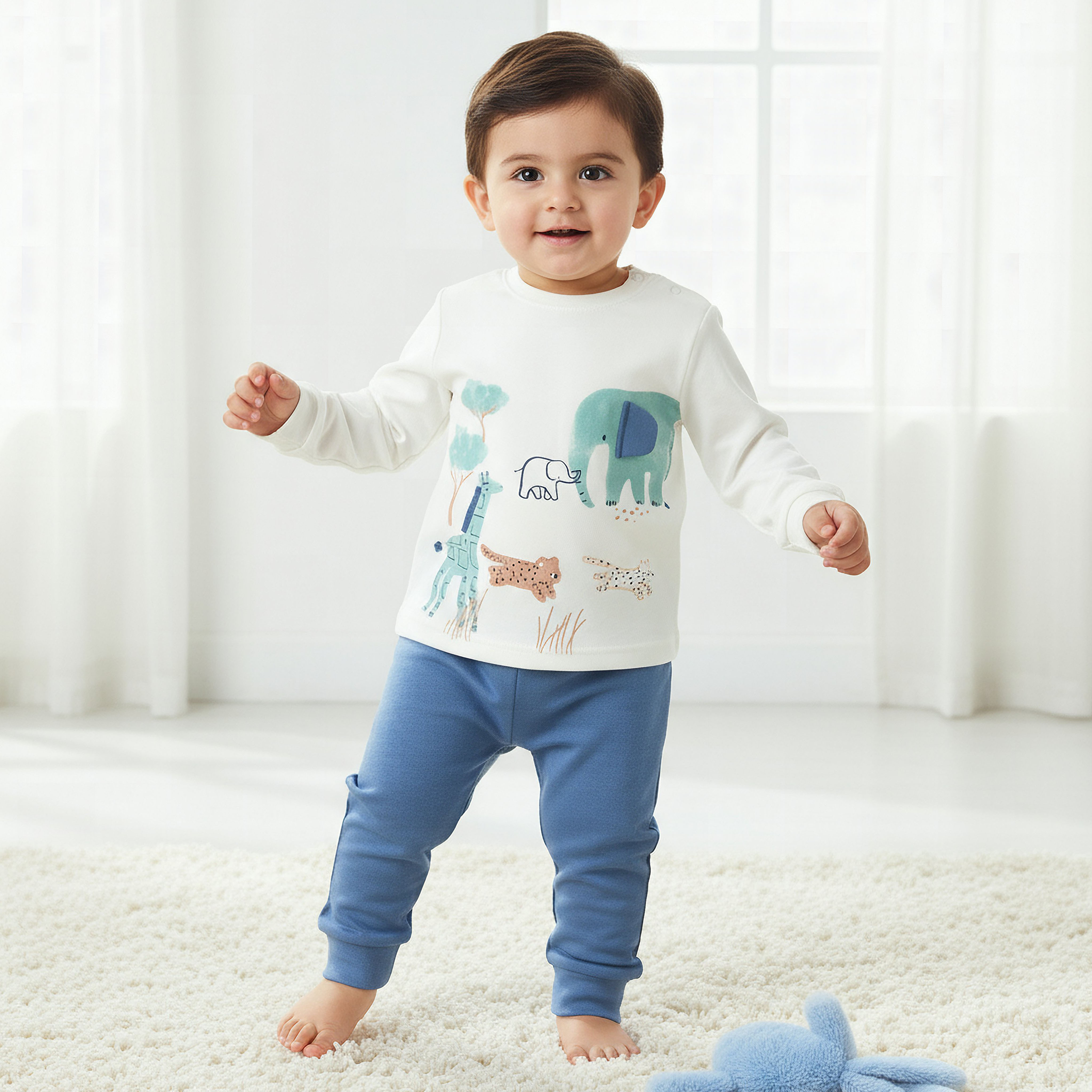 Juniors Pyjama Set with Duck Print - Cotton - Long Sleeves - Collar-baby-girls-clothing-nightwear-pyjamasets-image-1