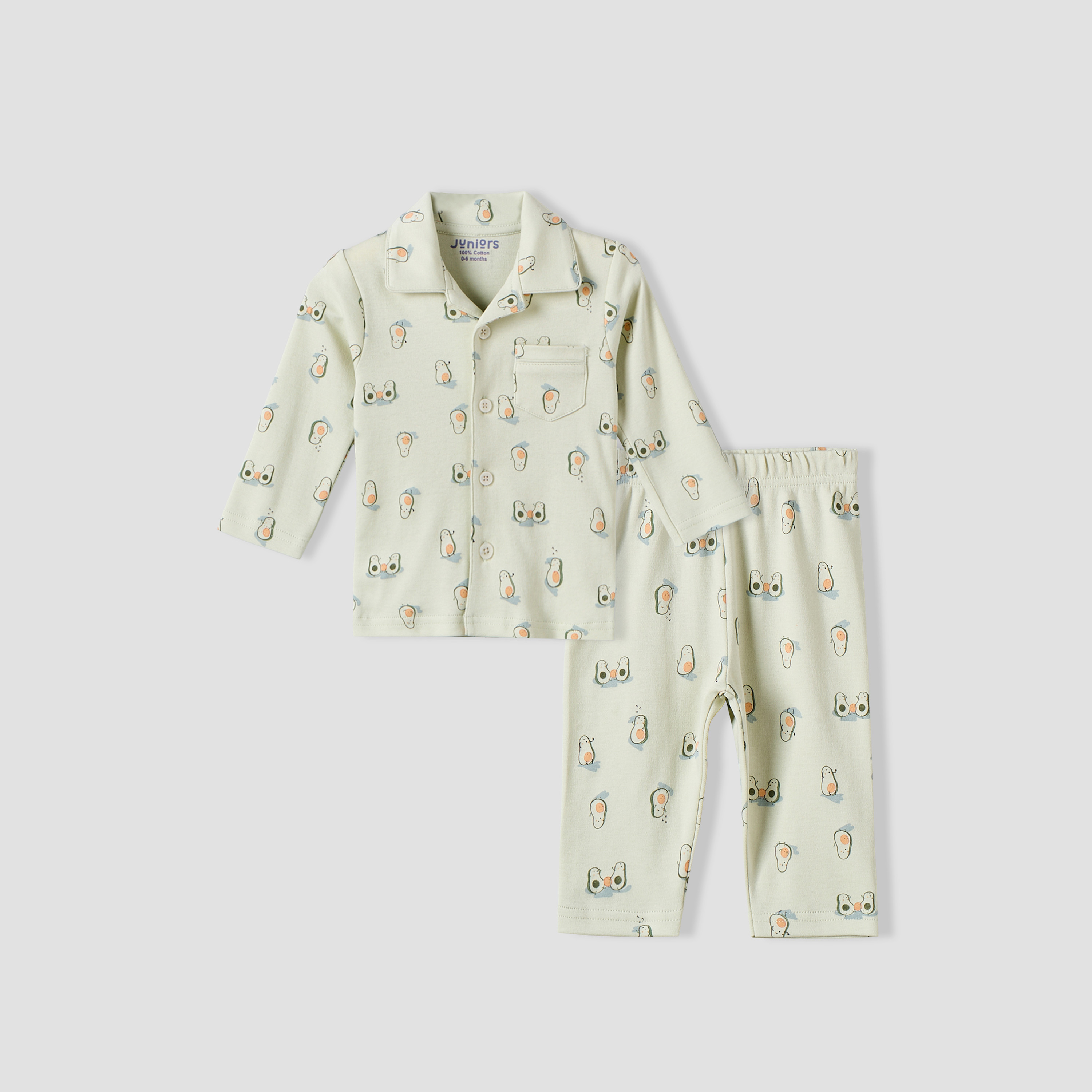 طقم بيجاما قطن بياقة عادية وأكمام طويلة وطبعات أفوكادو من جونيورز-baby-boys-clothing-nightwear-pyjamasets-image-2