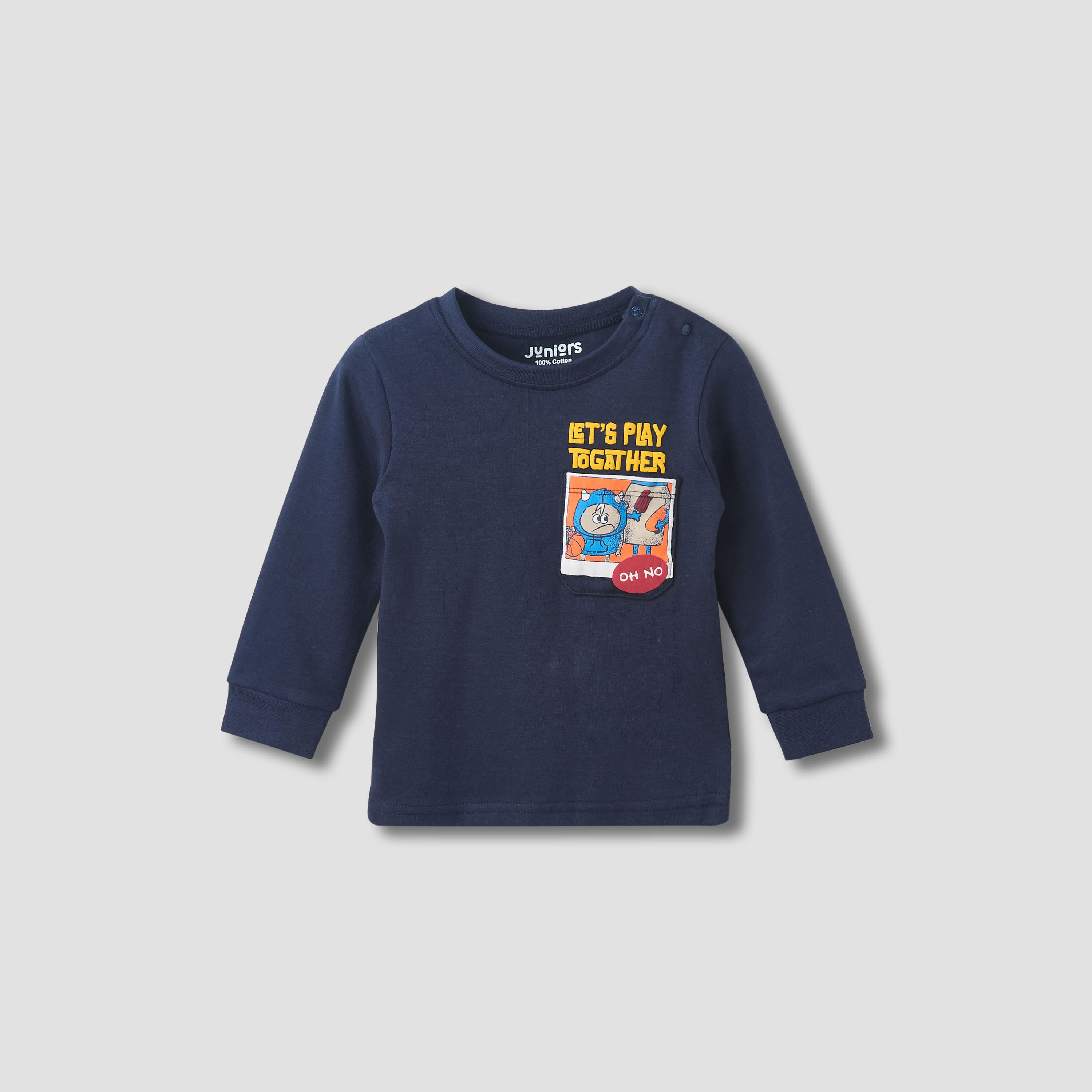 Juniors Cotton Round Neck Long Sleeves Pyjama Set with Graphic Print-baby-boys-clothing-nightwear-pyjamasets-image-2