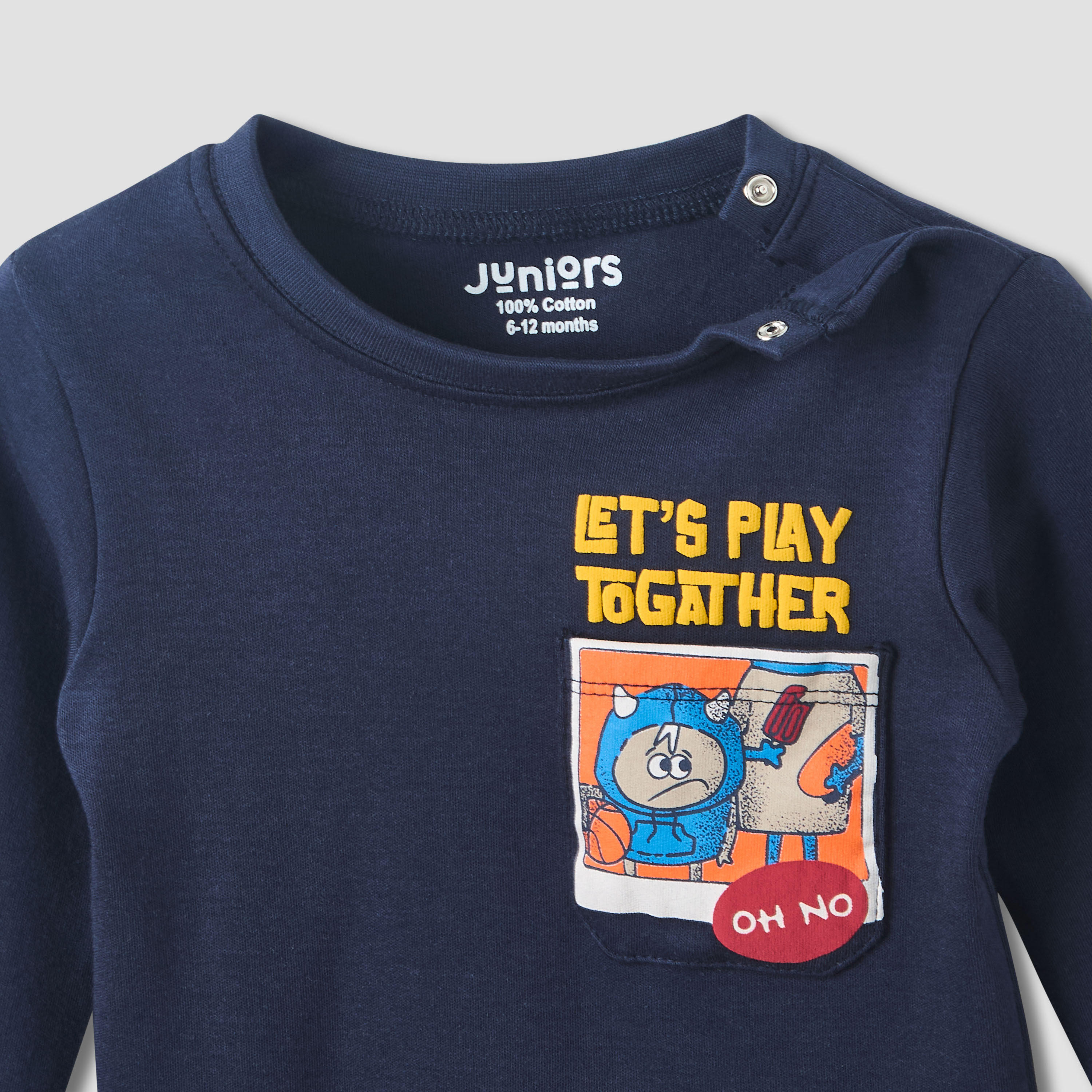 Juniors Cotton Round Neck Long Sleeves Pyjama Set with Graphic Print-baby-boys-clothing-nightwear-pyjamasets-image-4
