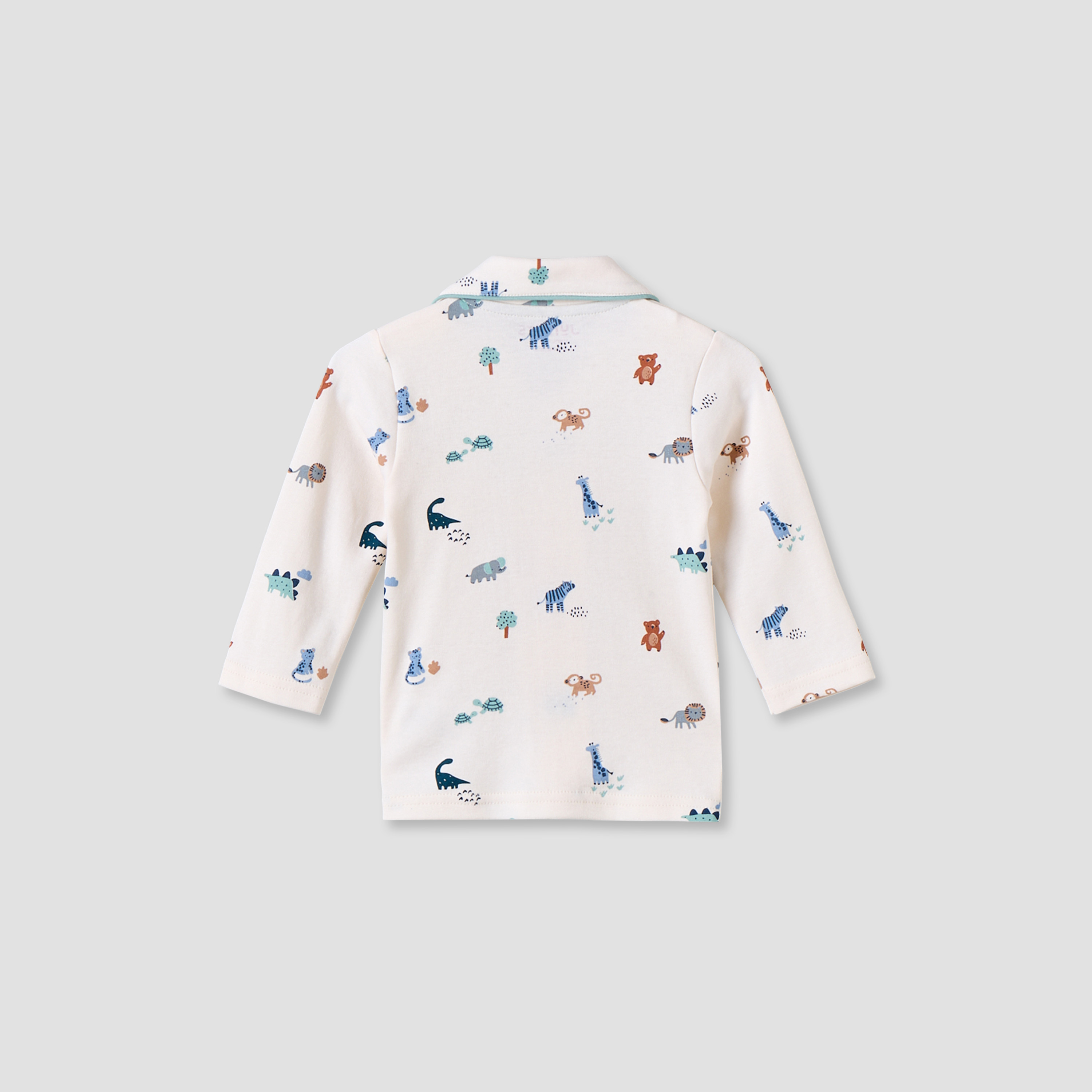 Juniors Cotton Collared Long Sleeves Pyjama Set with Safari Print-baby-boys-clothing-nightwear-pyjamasets-image-4