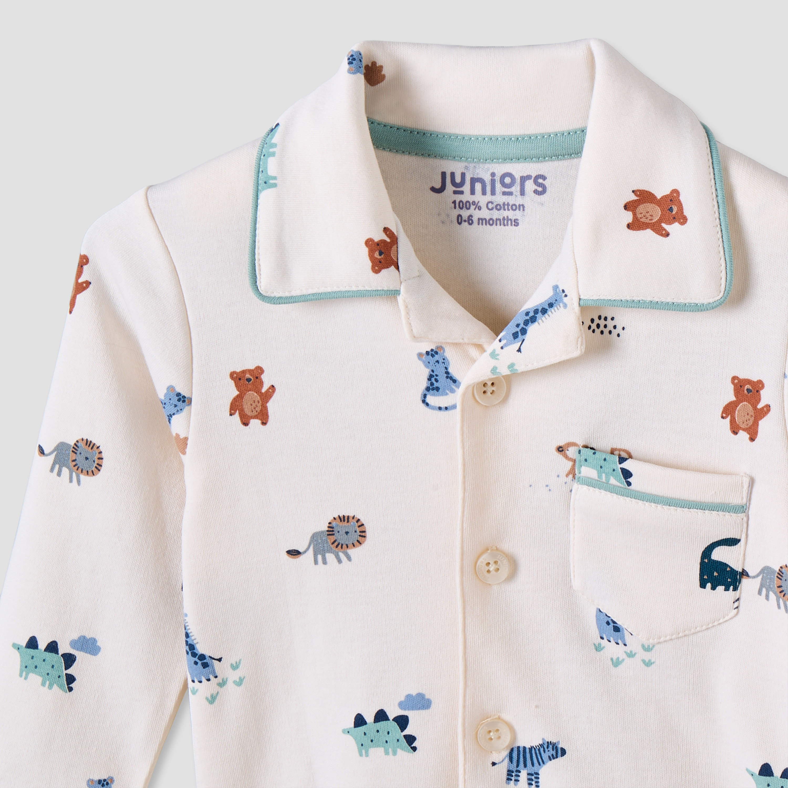 Juniors Cotton Collared Long Sleeves Pyjama Set with Safari Print-baby-boys-clothing-nightwear-pyjamasets-image-6