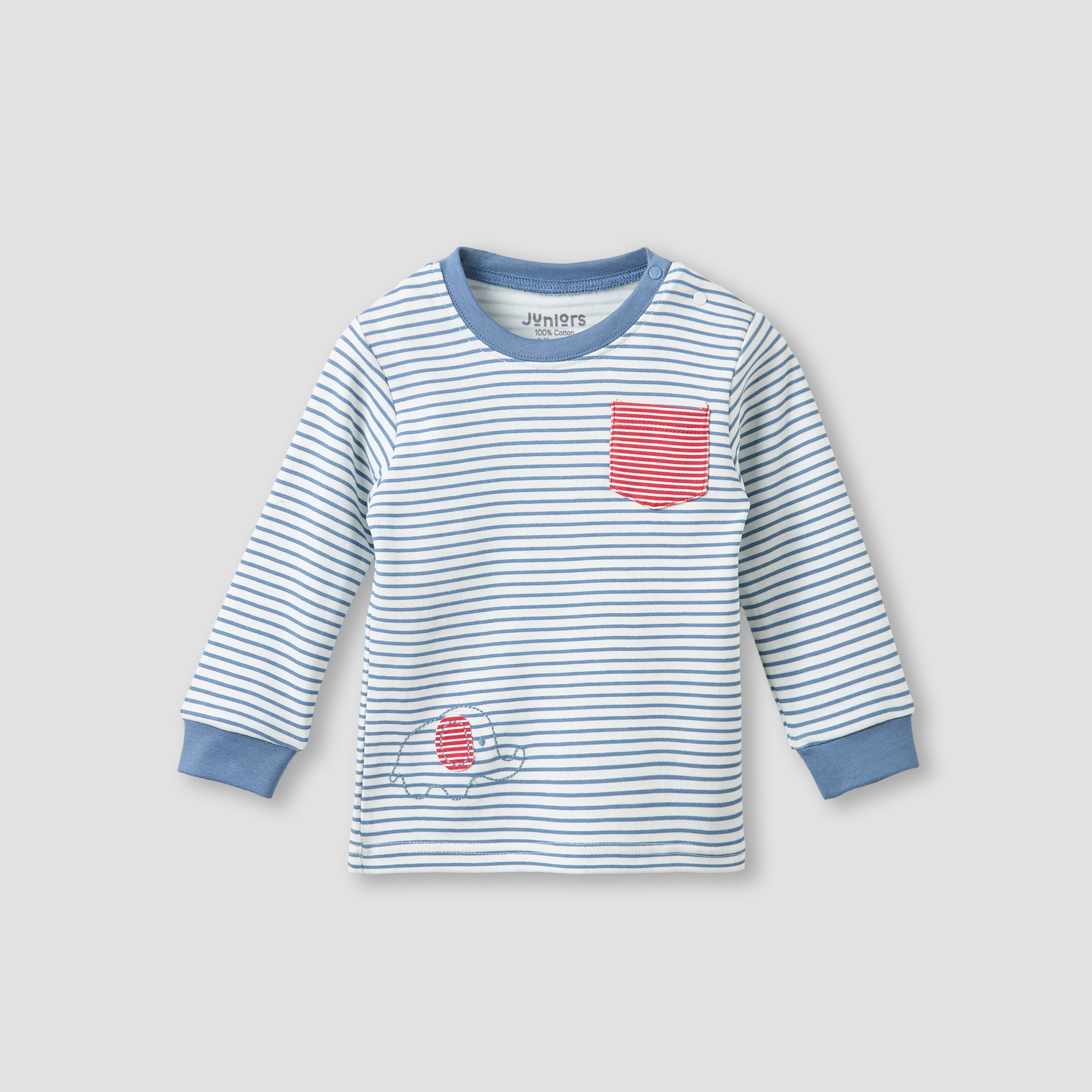 Juniors Cotton Round Neck Long Sleeves Pyjama Set with Stripes-baby-boys-clothing-nightwear-pyjamasets-image-3