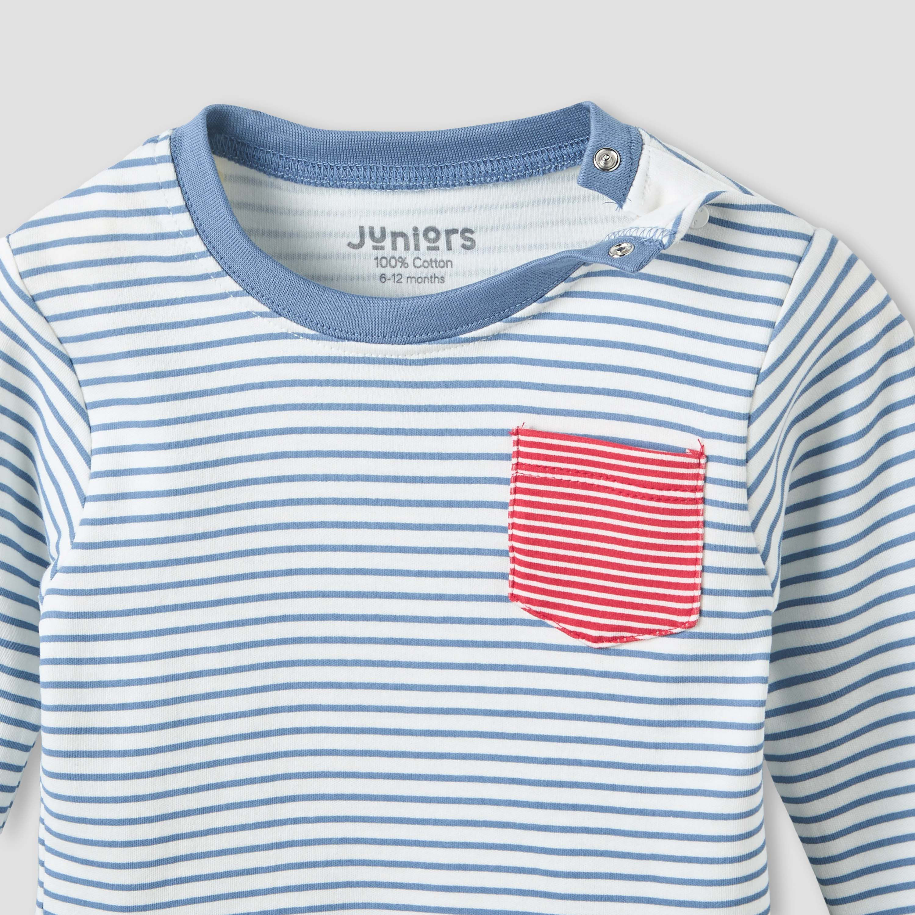 Juniors Cotton Round Neck Long Sleeves Pyjama Set with Stripes-baby-boys-clothing-nightwear-pyjamasets-image-5