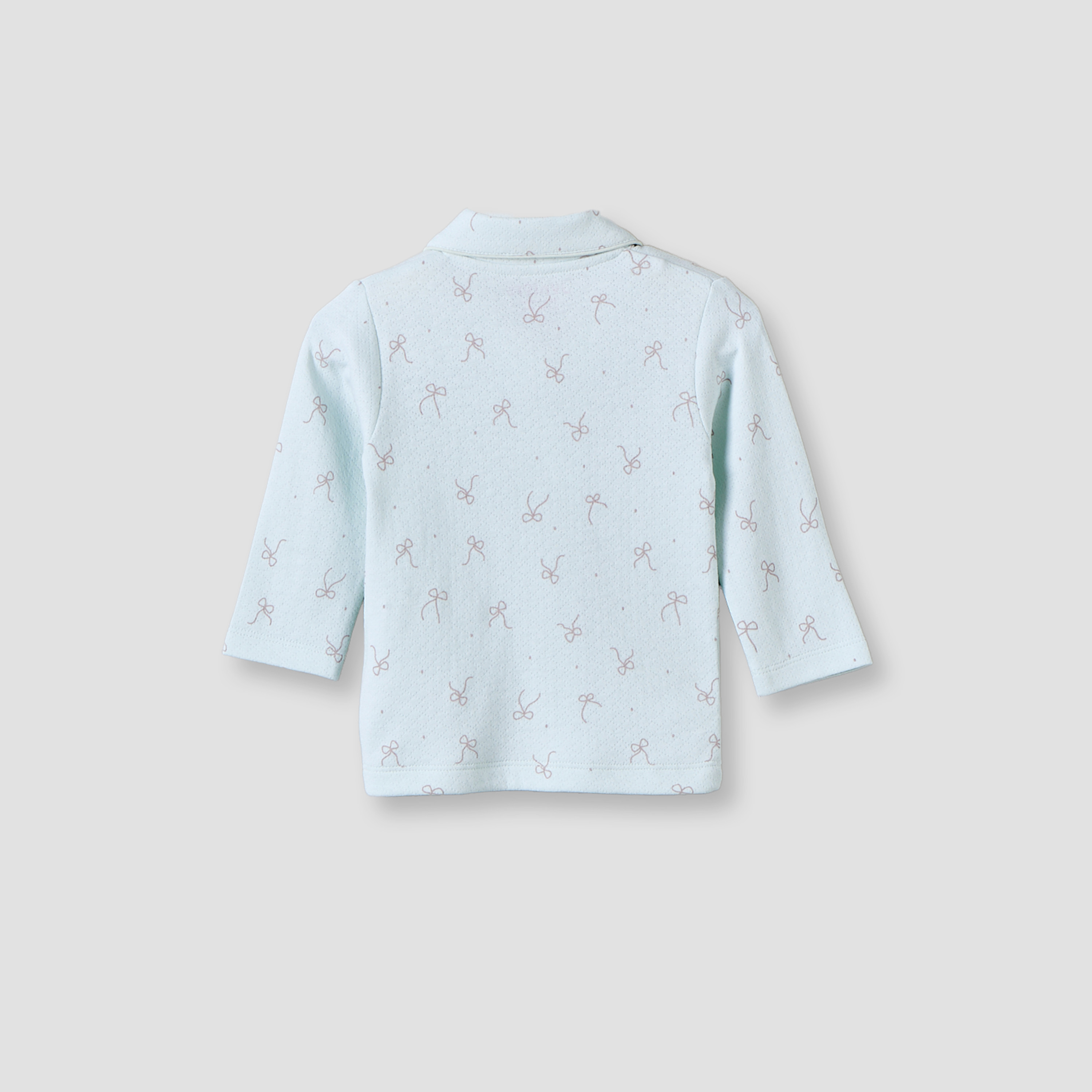 Juniors Cotton Collared Long Sleeves Pyjama Set with Bow Print-baby-girls-clothing-nightwear-pyjamasets-image-4
