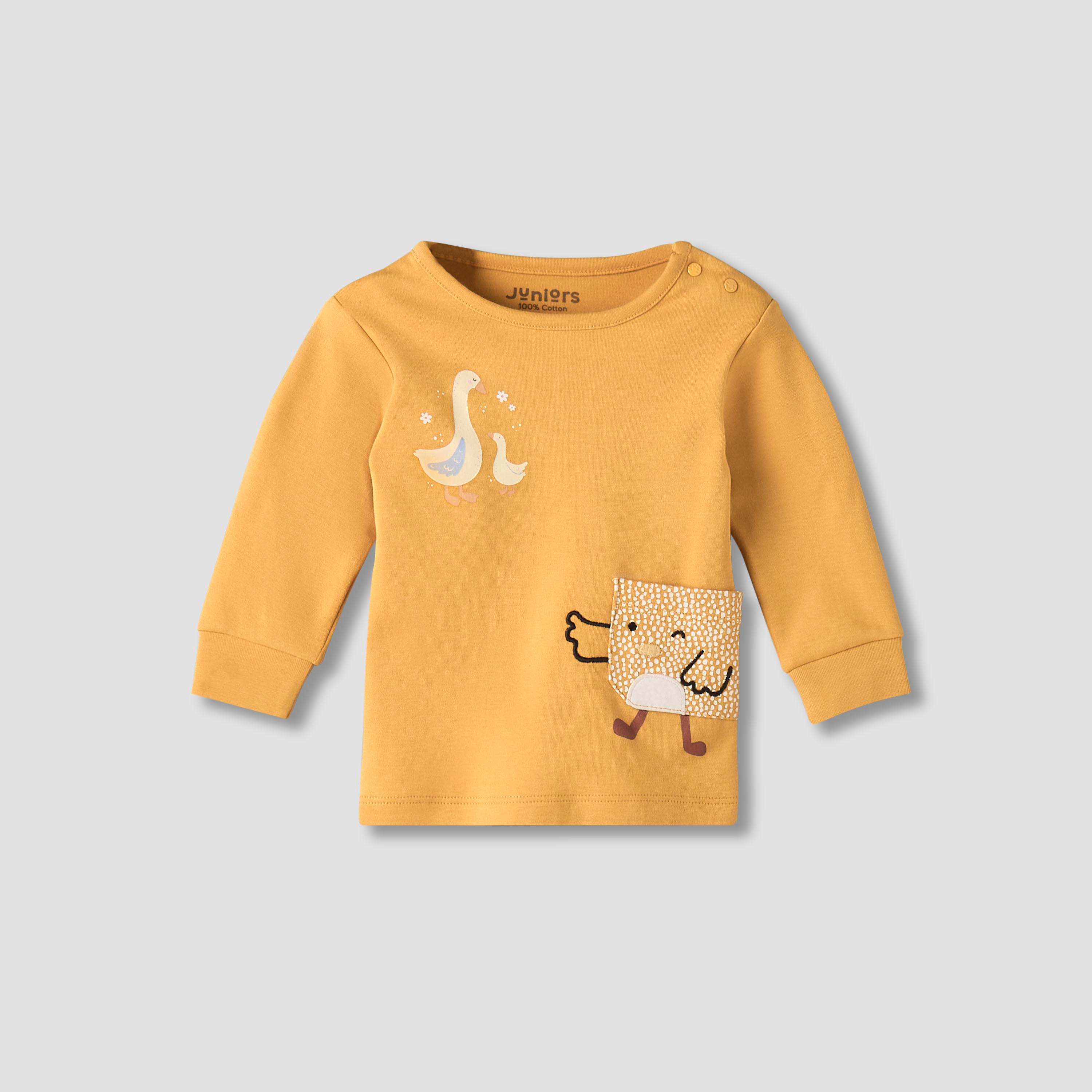 Juniors Cotton Round Neck Long Sleeves Pyjama Set with Duck Print-baby-girls-clothing-nightwear-pyjamasets-image-3