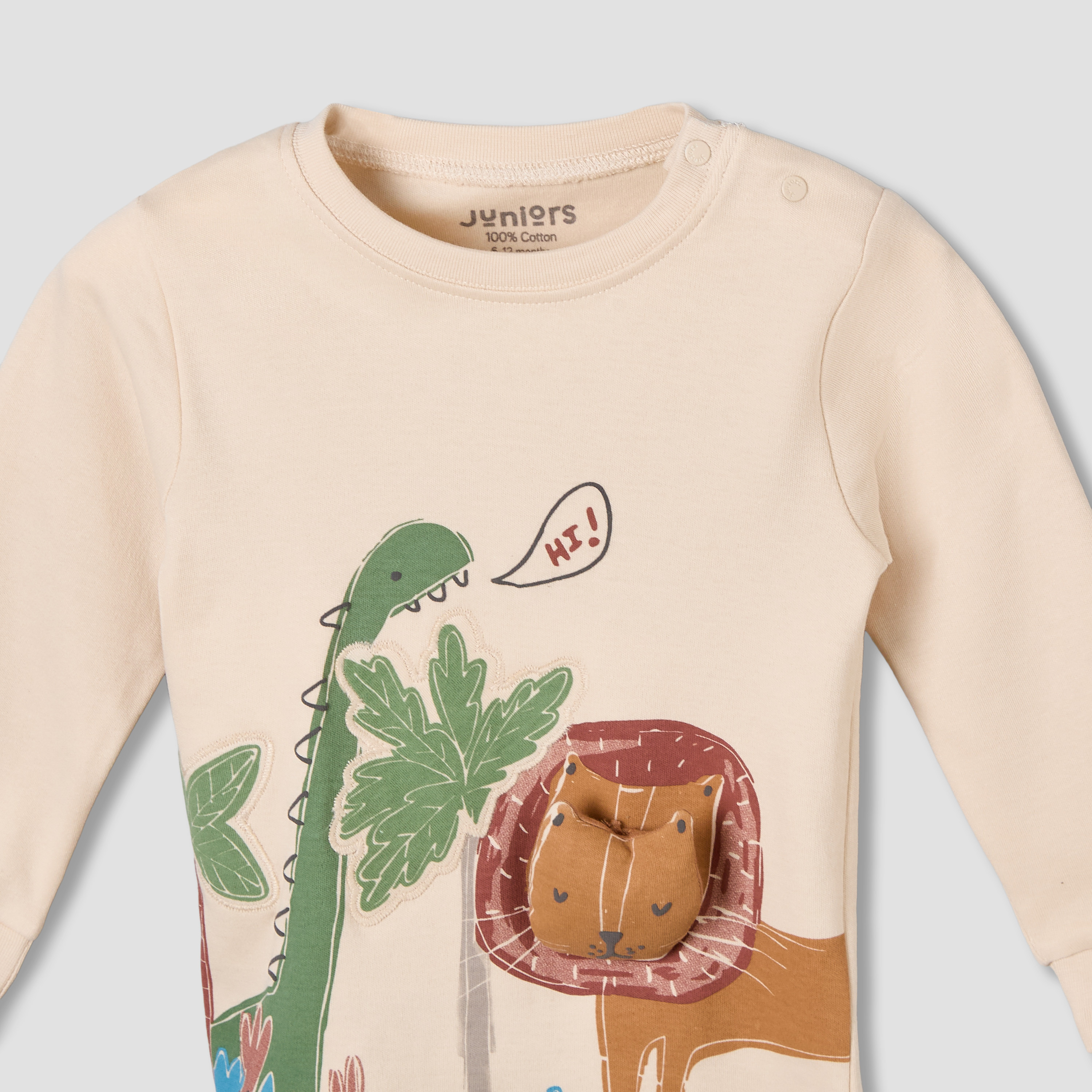Juniors Cotton Crew Neck Long Sleeves Pyjama Set with Lion Applique-baby-boys-clothing-nightwear-pyjamasets-image-7