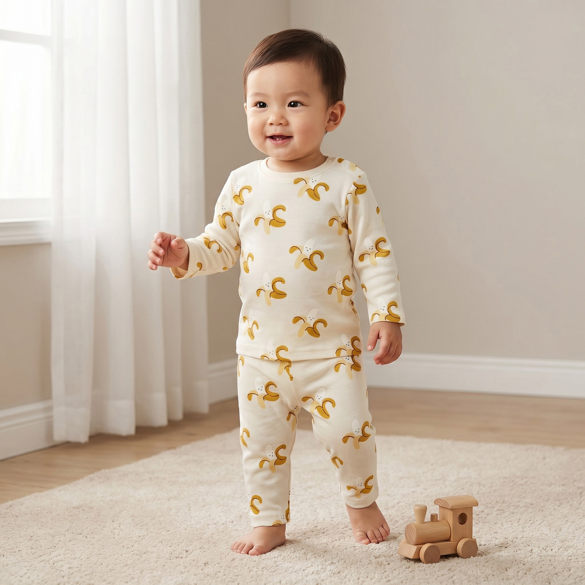 Juniors Cotton Round Neck Long Sleeves Pyjama Set with Banana Print-baby-boys-clothing-nightwear-pyjamasets-image-1