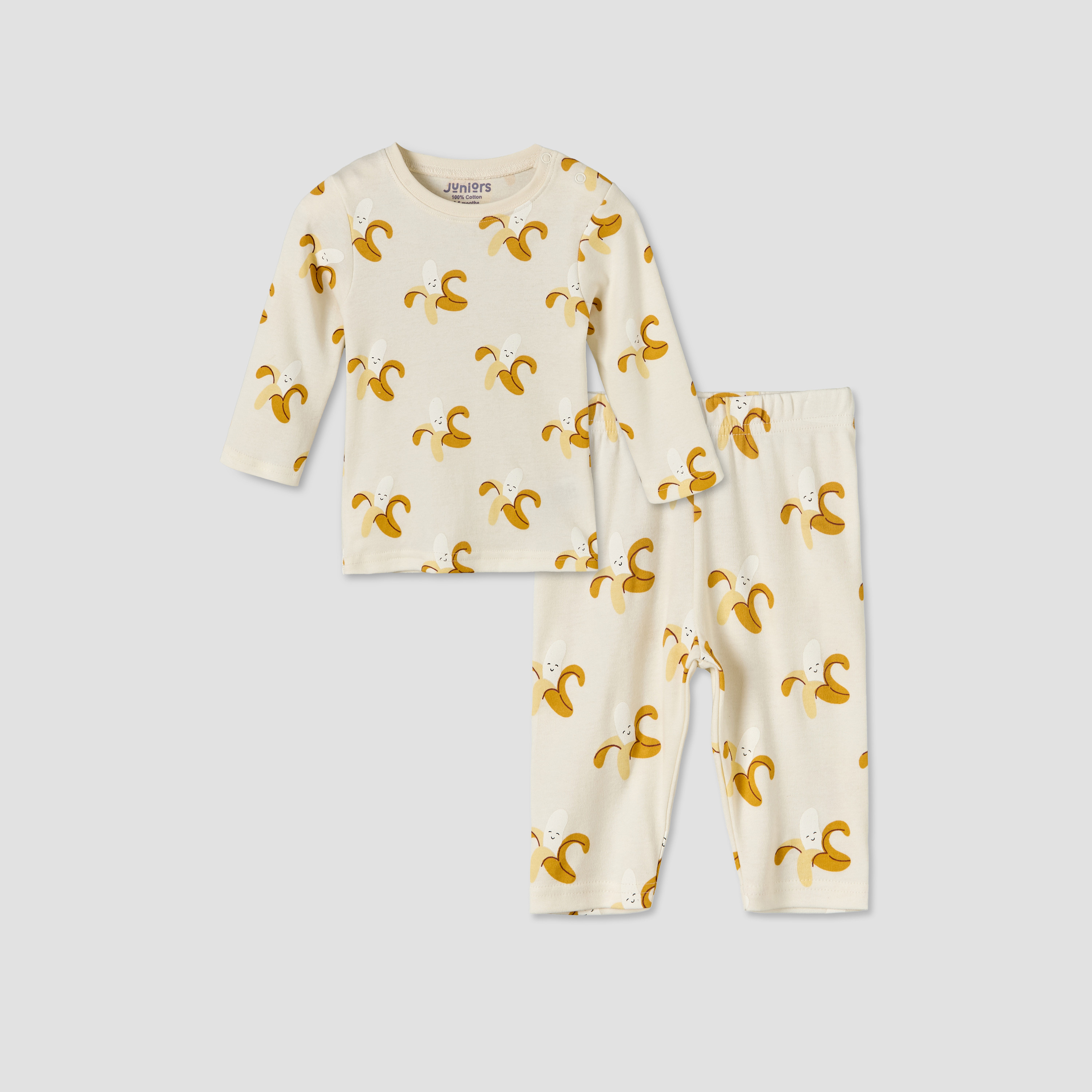 Juniors Cotton Round Neck Long Sleeves Pyjama Set with Banana Print-baby-boys-clothing-nightwear-pyjamasets-image-2