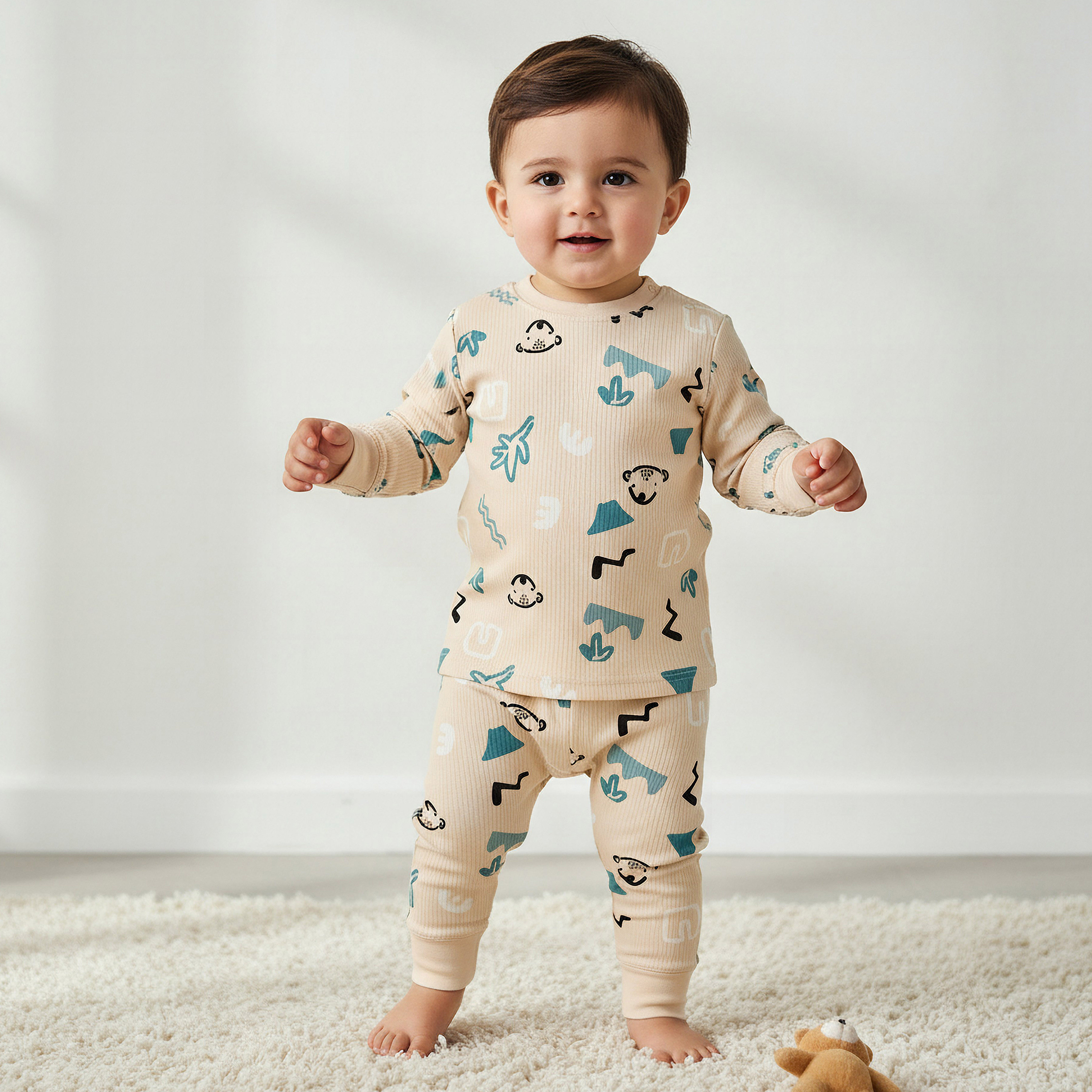Juniors Cotton Round Neck Long Sleeves Pyjama Set with Fun Print-promo_babyshop_Buy3for79_QAT130126-image-1