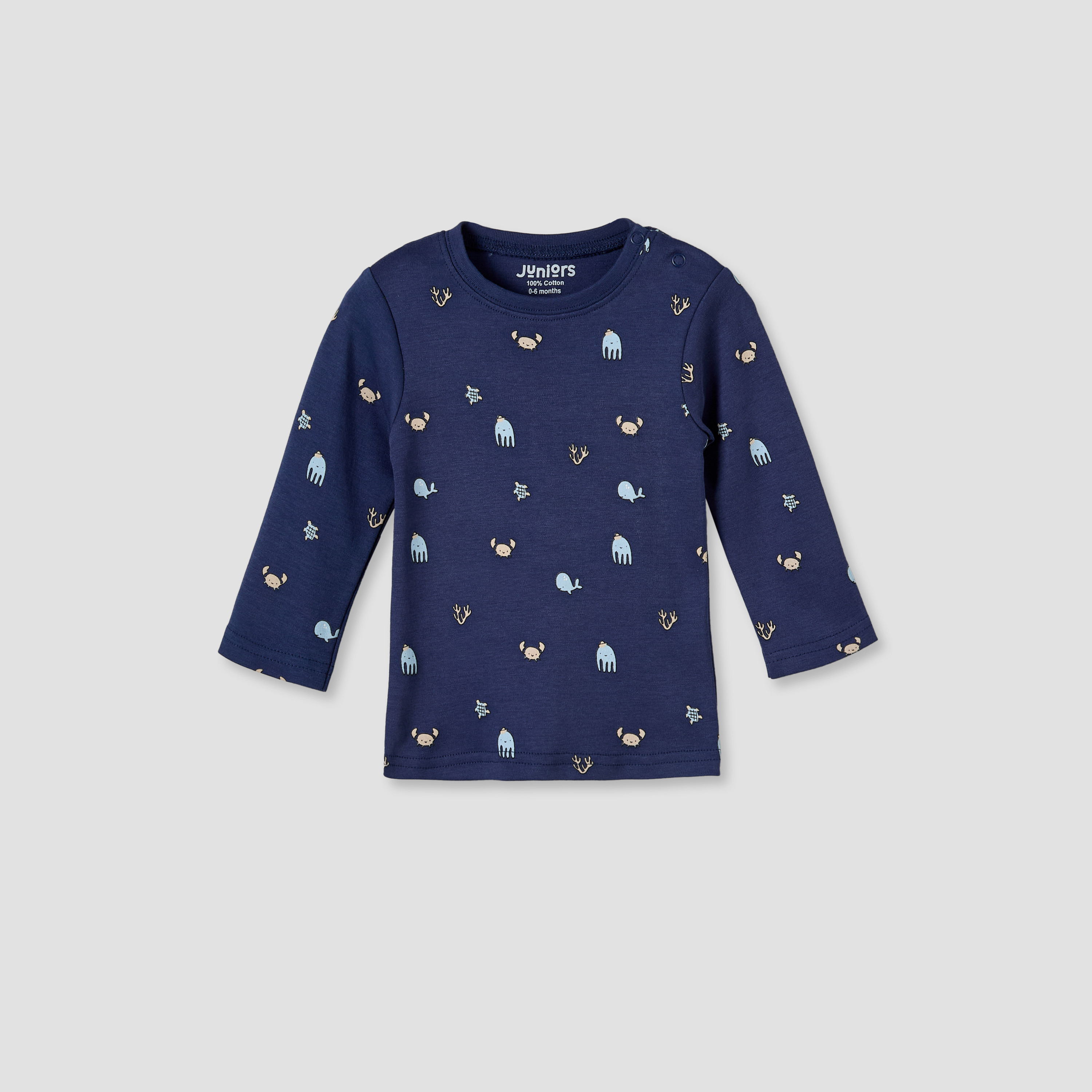 Juniors Cotton Round Neck Long Sleeves Pyjama Set with Underwater Print-baby-boys-clothing-nightwear-pyjamasets-image-3