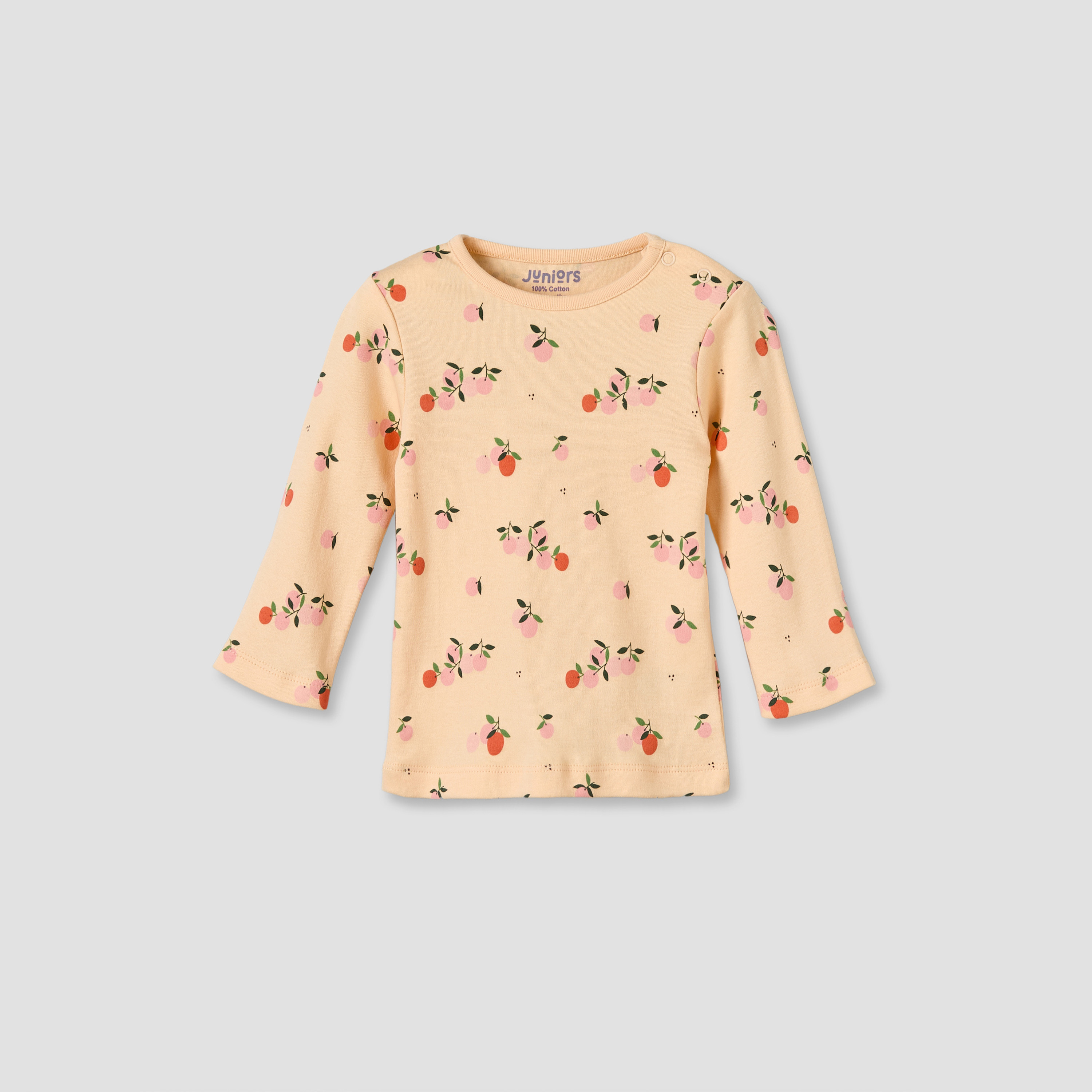 Juniors Cotton Round Neck Long Sleeves Pyjama Set with Orange Print-baby-girls-clothing-nightwear-pyjamasets-image-3