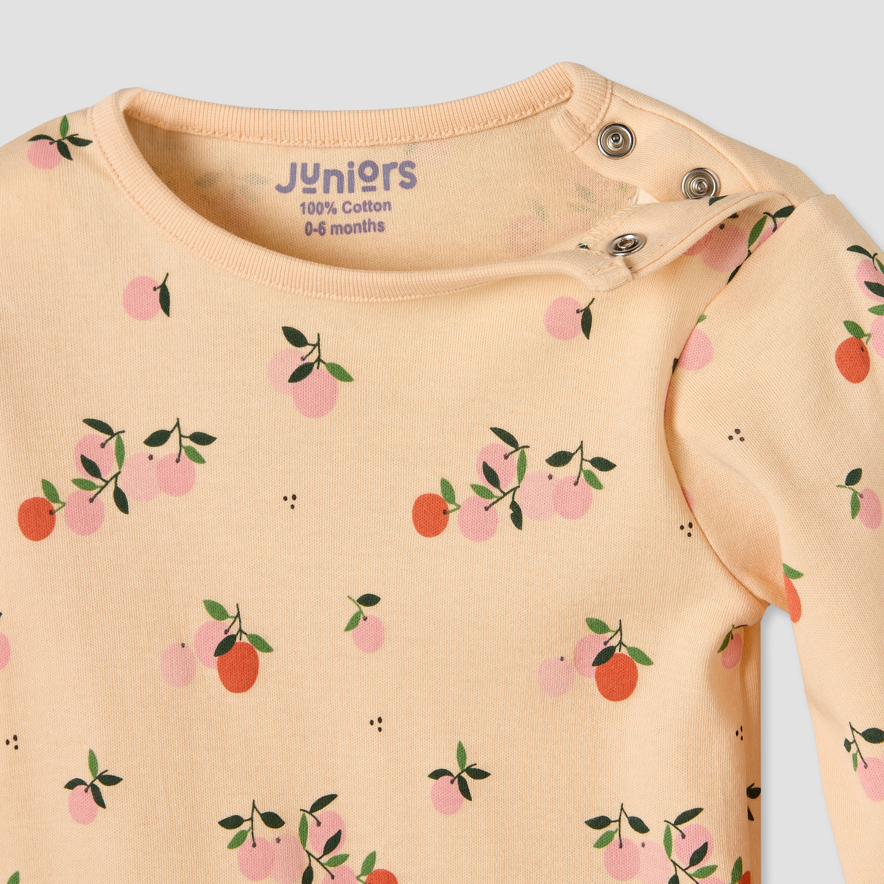 Juniors Cotton Round Neck Long Sleeves Pyjama Set with Orange Print-baby-girls-clothing-nightwear-pyjamasets-image-7