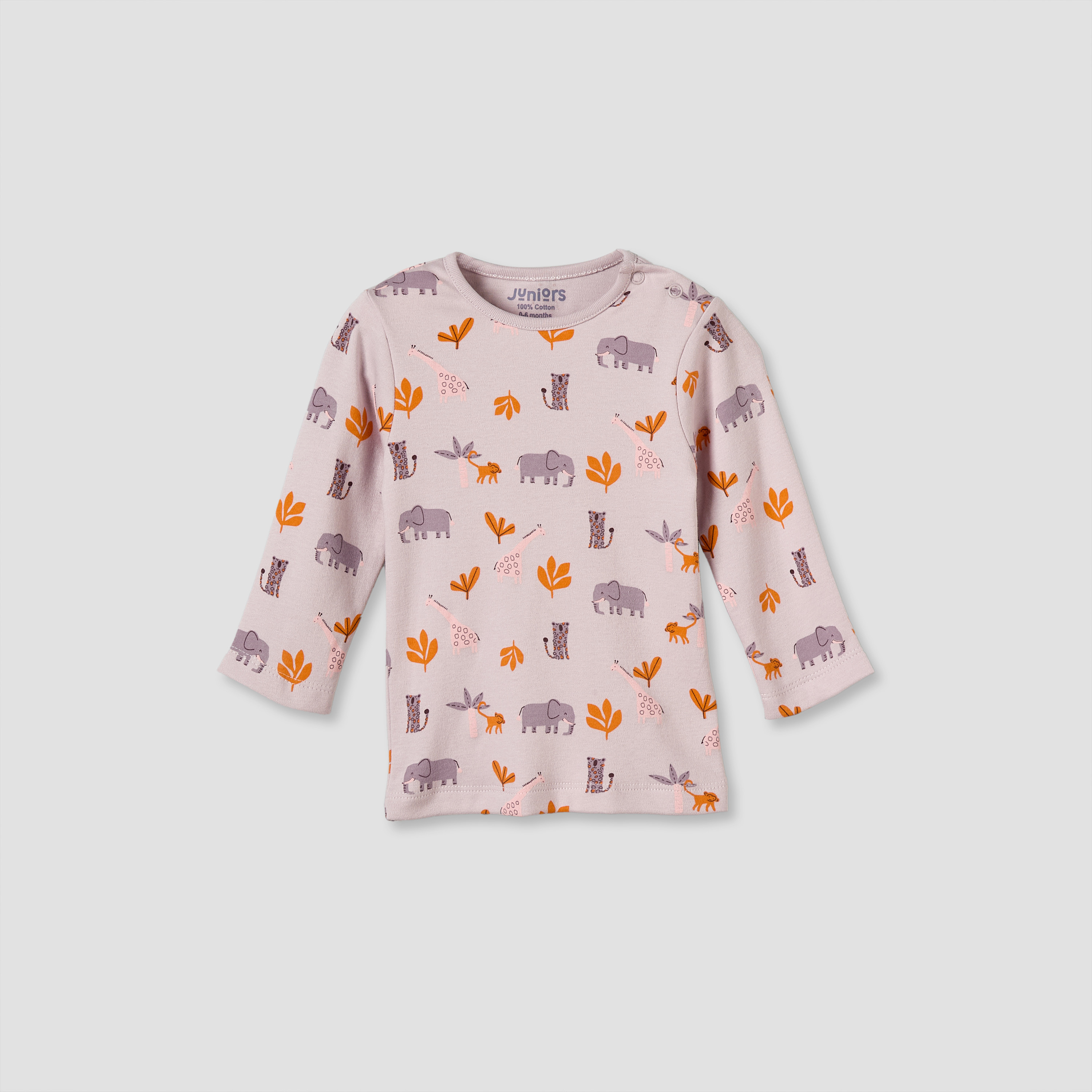 Juniors Cotton Round Neck Long Sleeves Pyjama Set with Safari Print-baby-girls-clothing-nightwear-pyjamasets-image-3