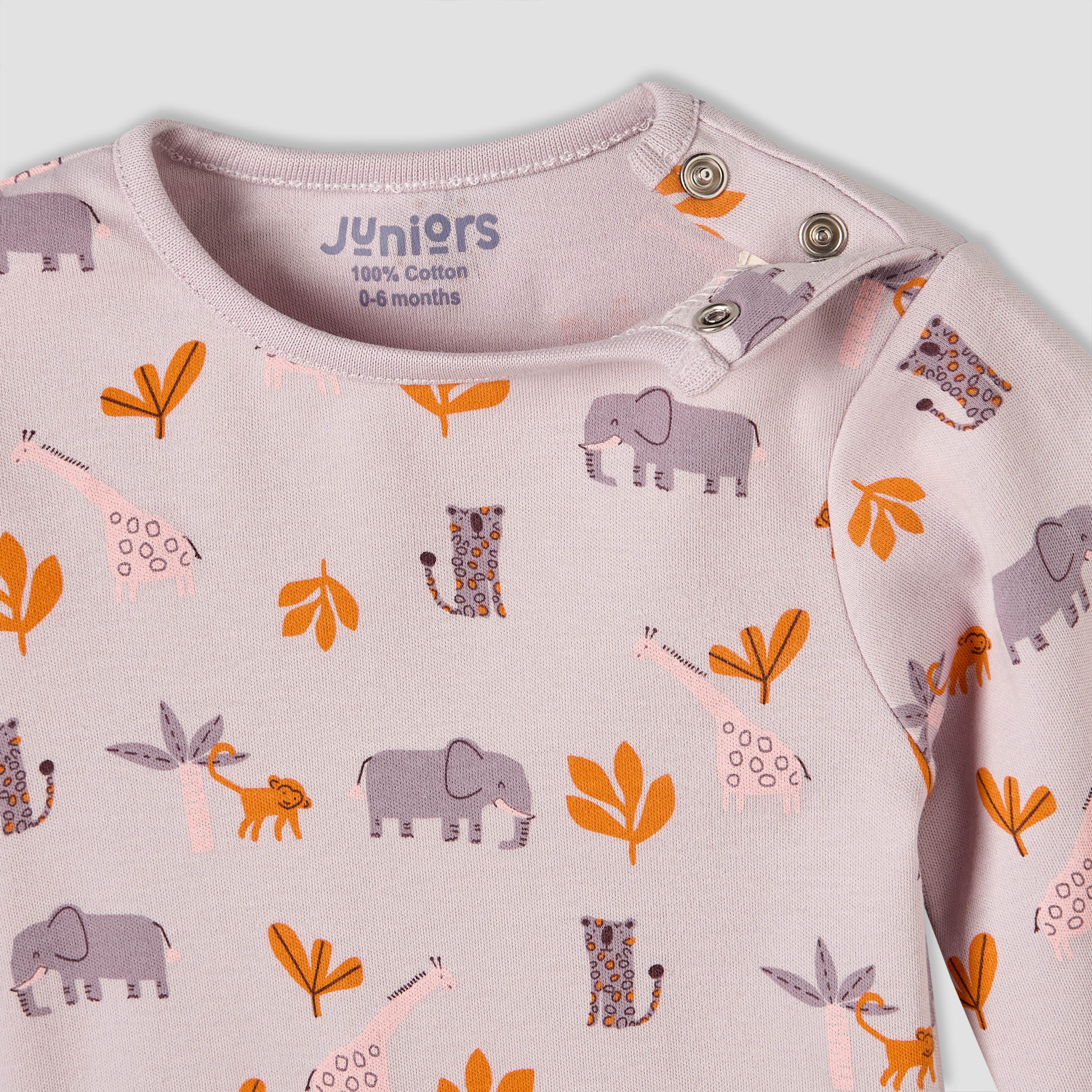 Juniors Cotton Round Neck Long Sleeves Pyjama Set with Safari Print-baby-girls-clothing-nightwear-pyjamasets-image-7